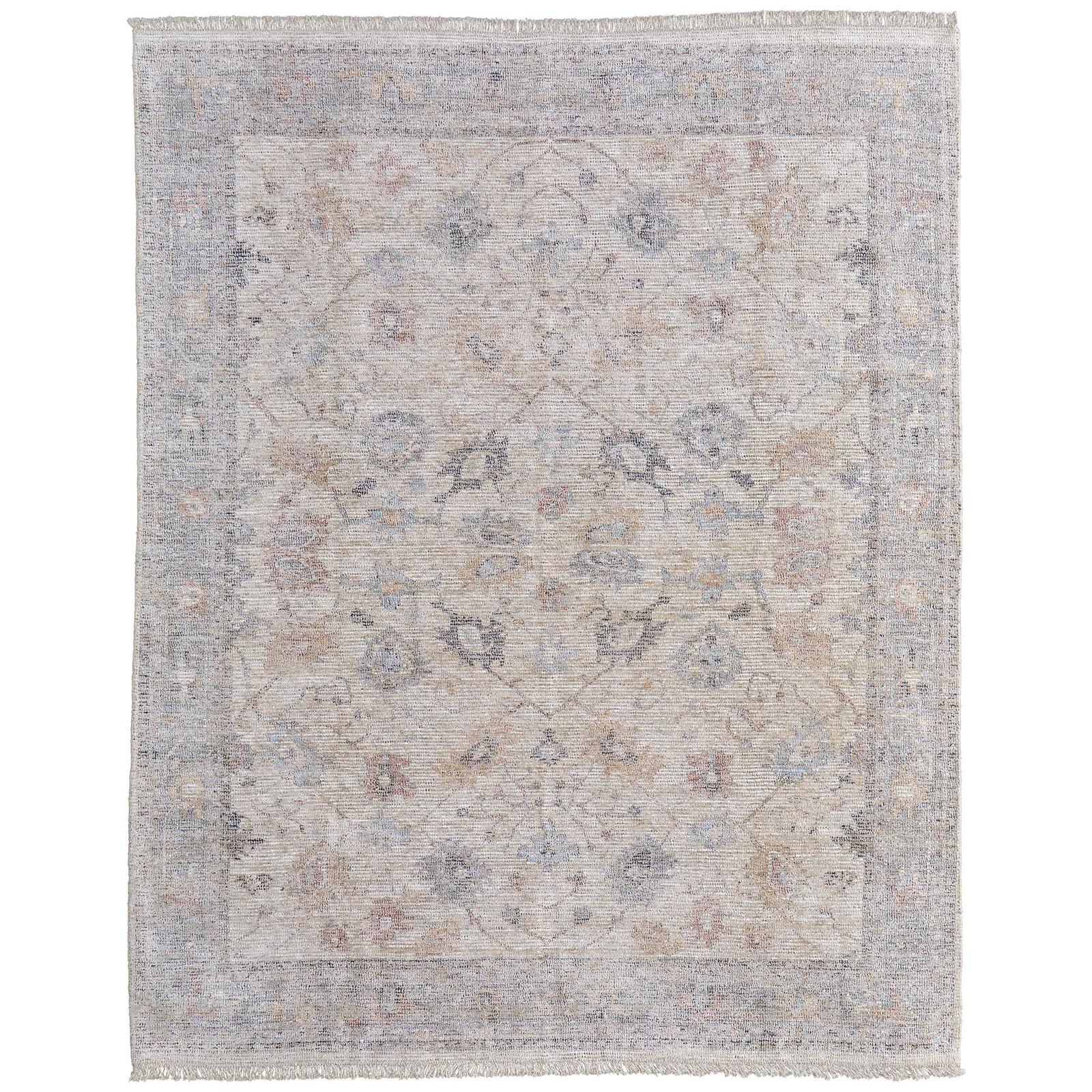 Feizy Caldwell 8976F Transitional Floral & Botanical Rug in Ivory/Tan/Blue