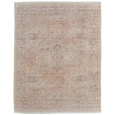 Feizy Caldwell 8977F Transitional Medallion Rug in Orange/Tan/Ivory