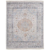 Feizy Caldwell 8980F Transitional Medallion Rug in Ivory/Blue/Orange