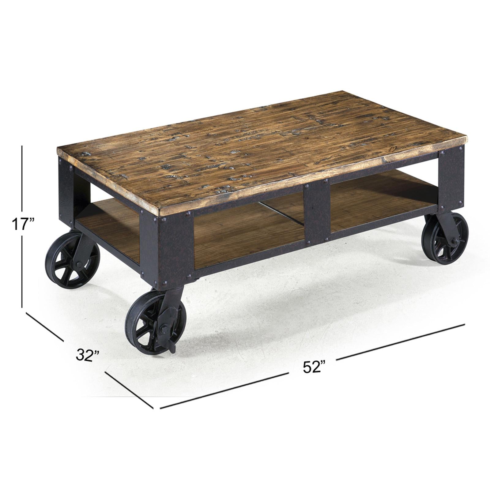 Magnussen Home Pinebrook Distressed Natural Pine Rectangular Cocktail Table