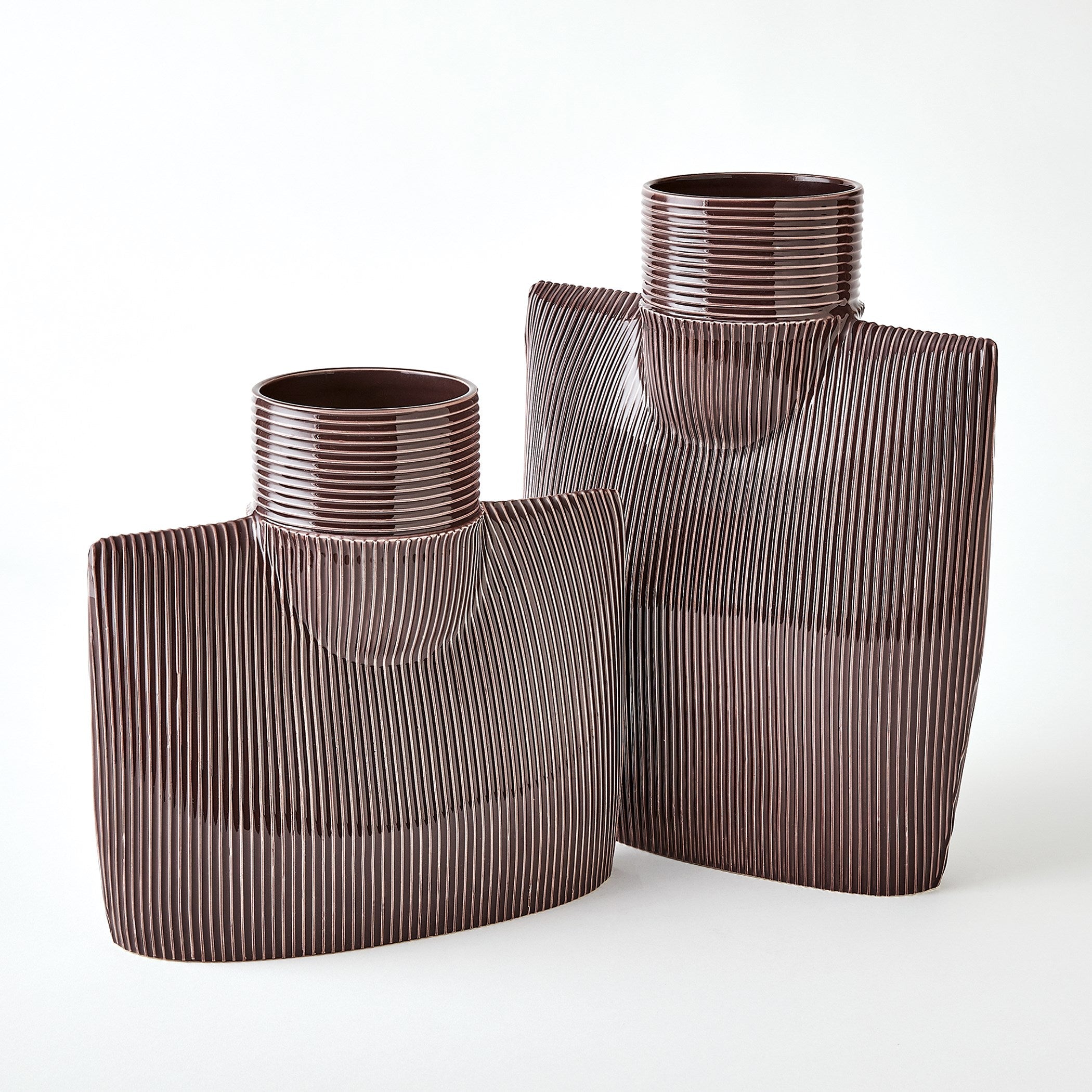 Global Views Ribbed Collar Vase Plum