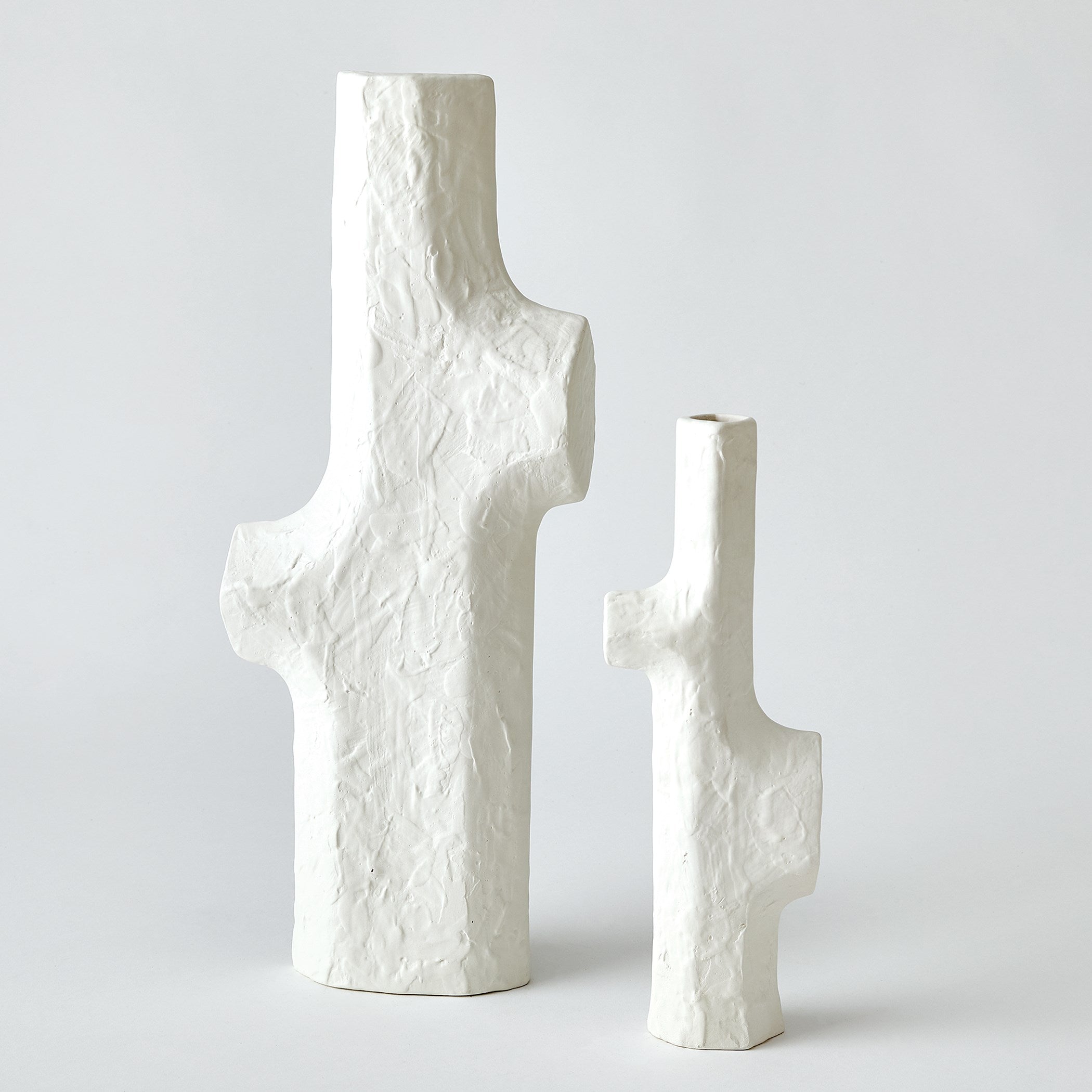 Global Views Matte White Tiered Trunk Vase