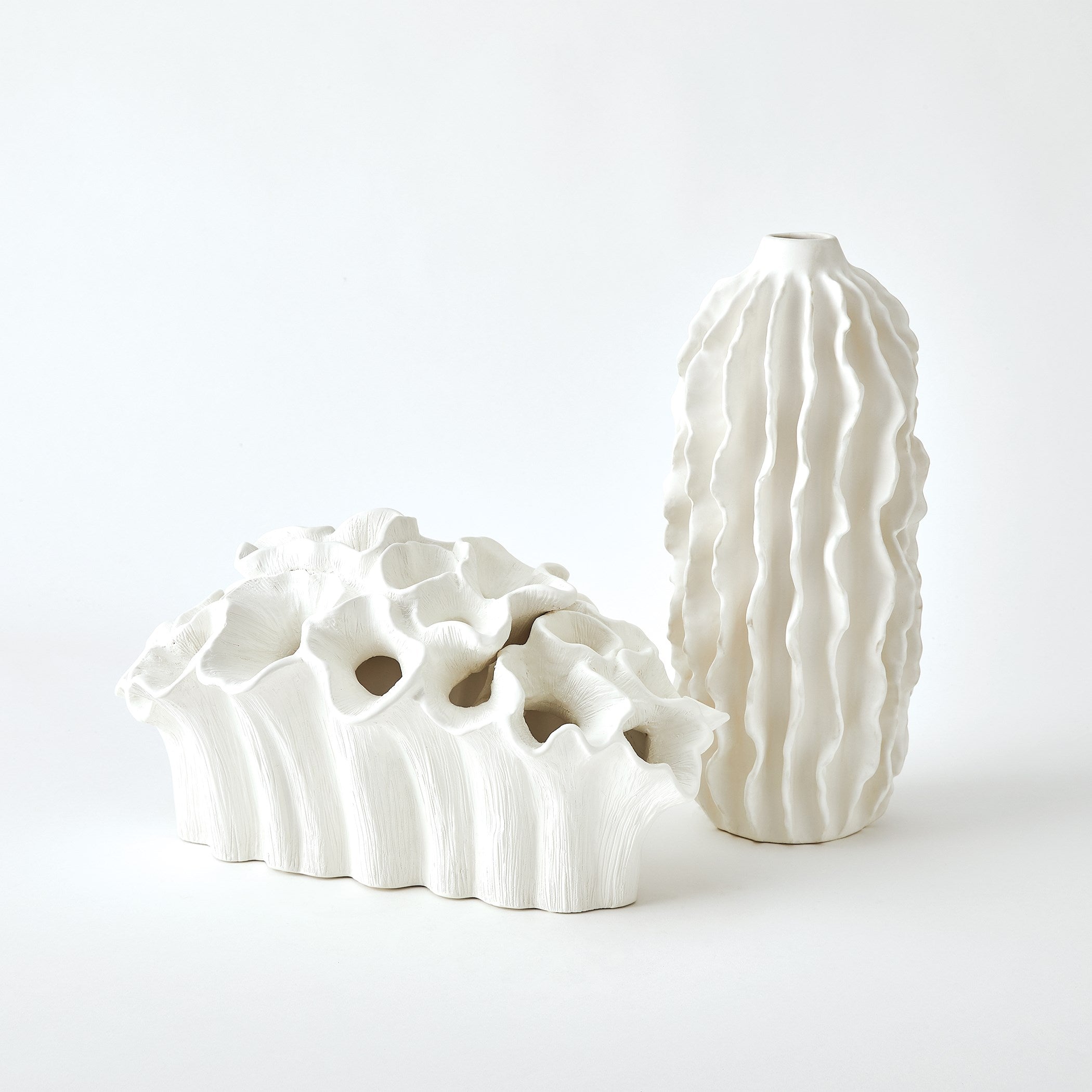 Global Views Matte White Flora Coral Bouquet