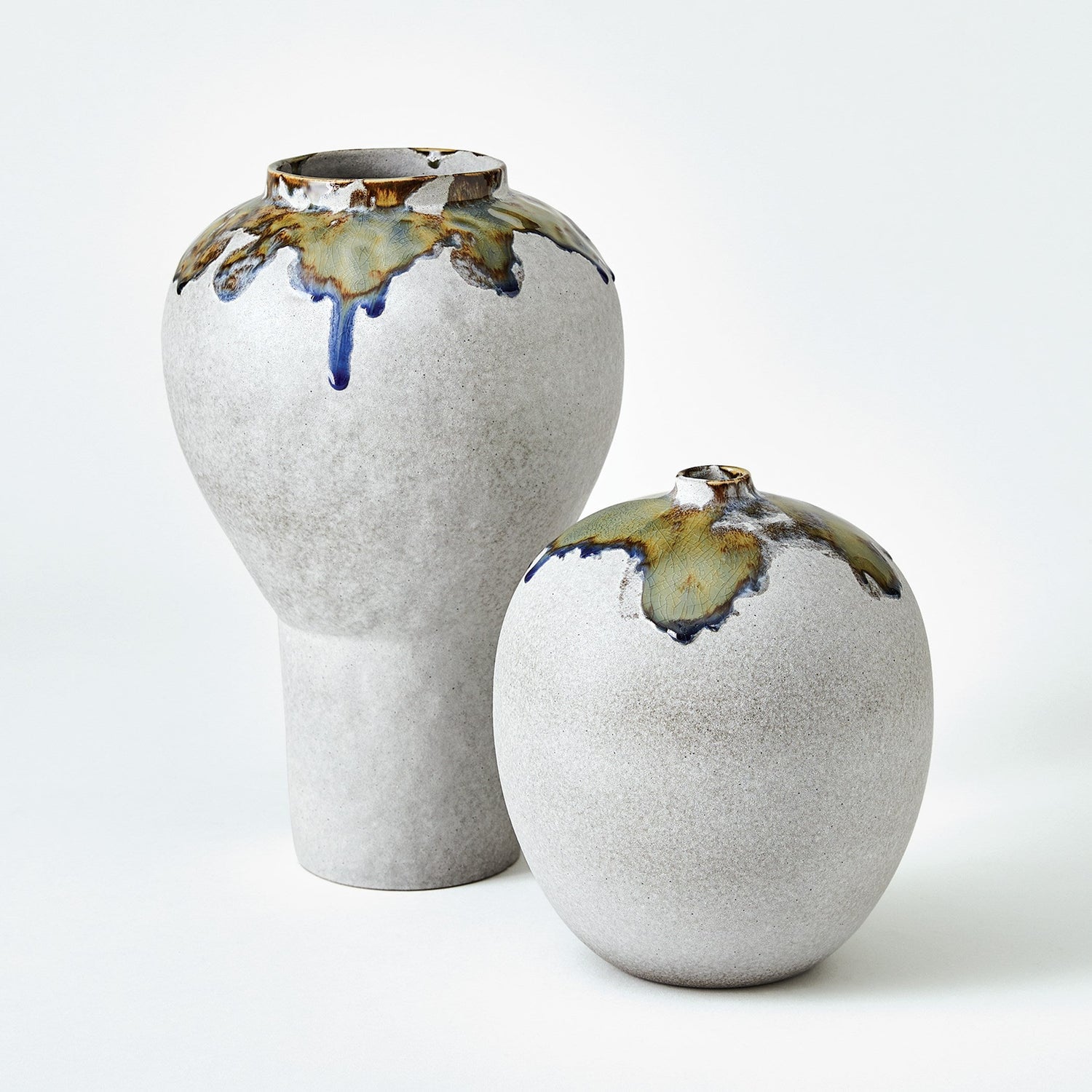 Global Views Volcan Grey Reactive Green Vases