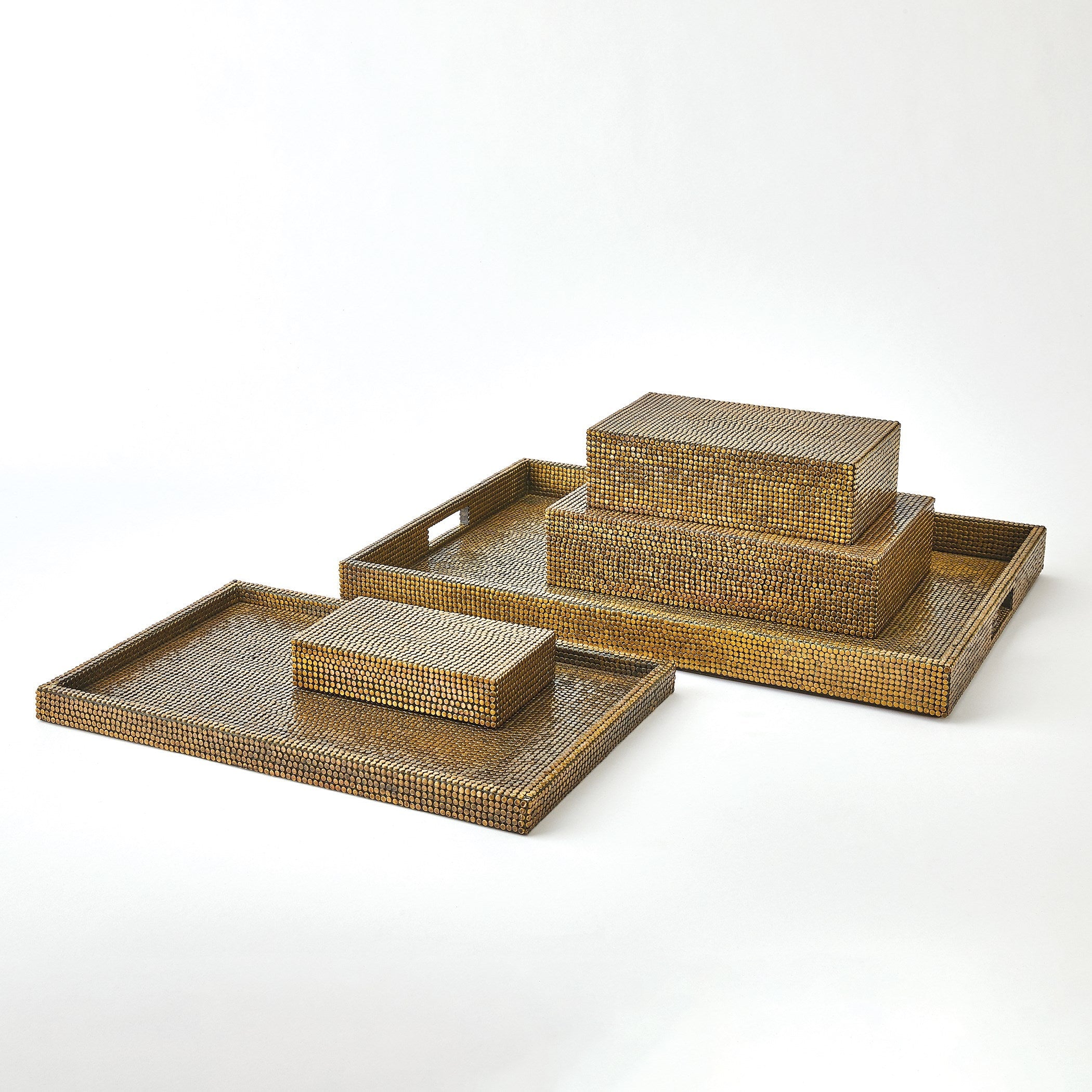 Global Views Brass Lames Boxes and Trays Aged