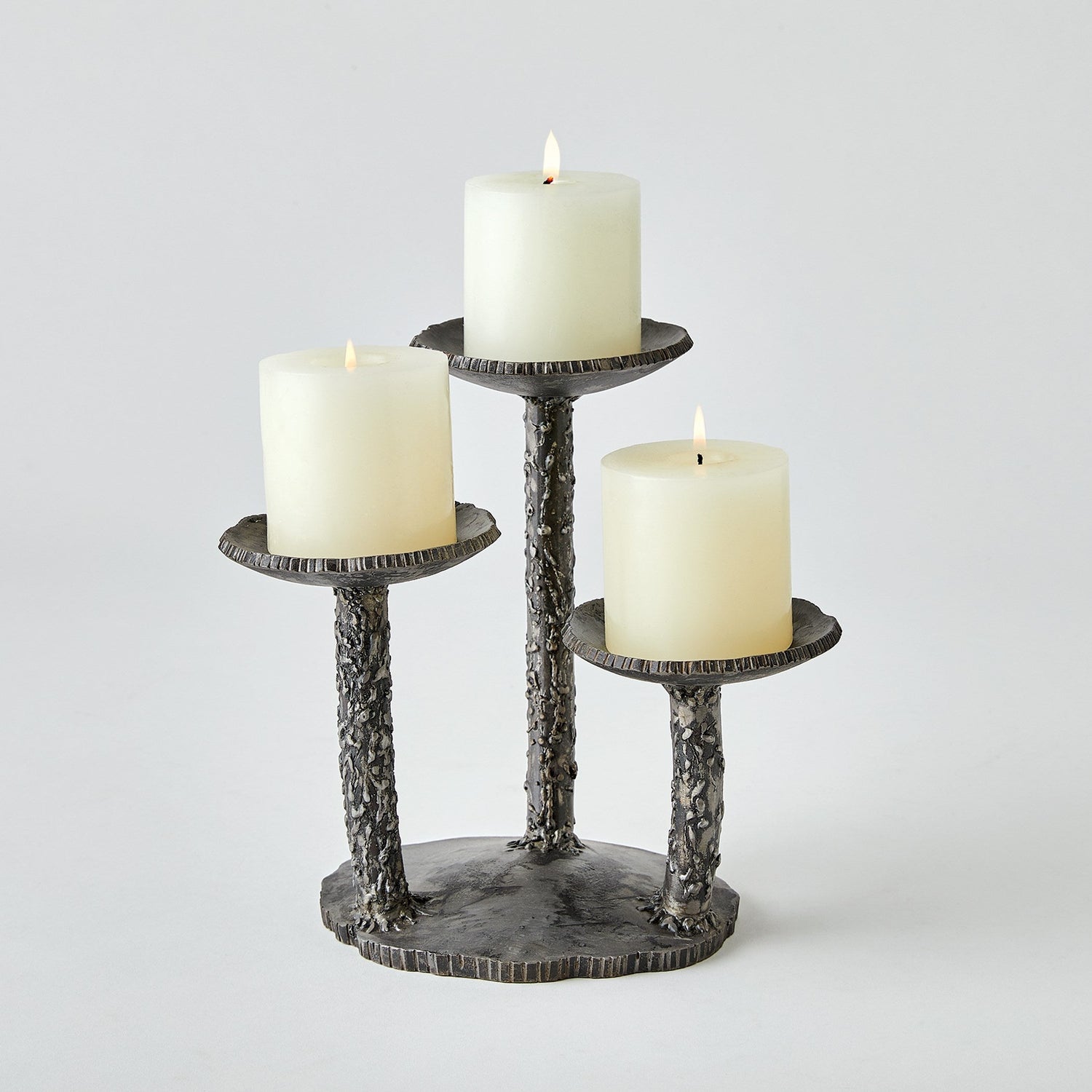 Global Views Natural Iron Forest Blossom Candle Holder