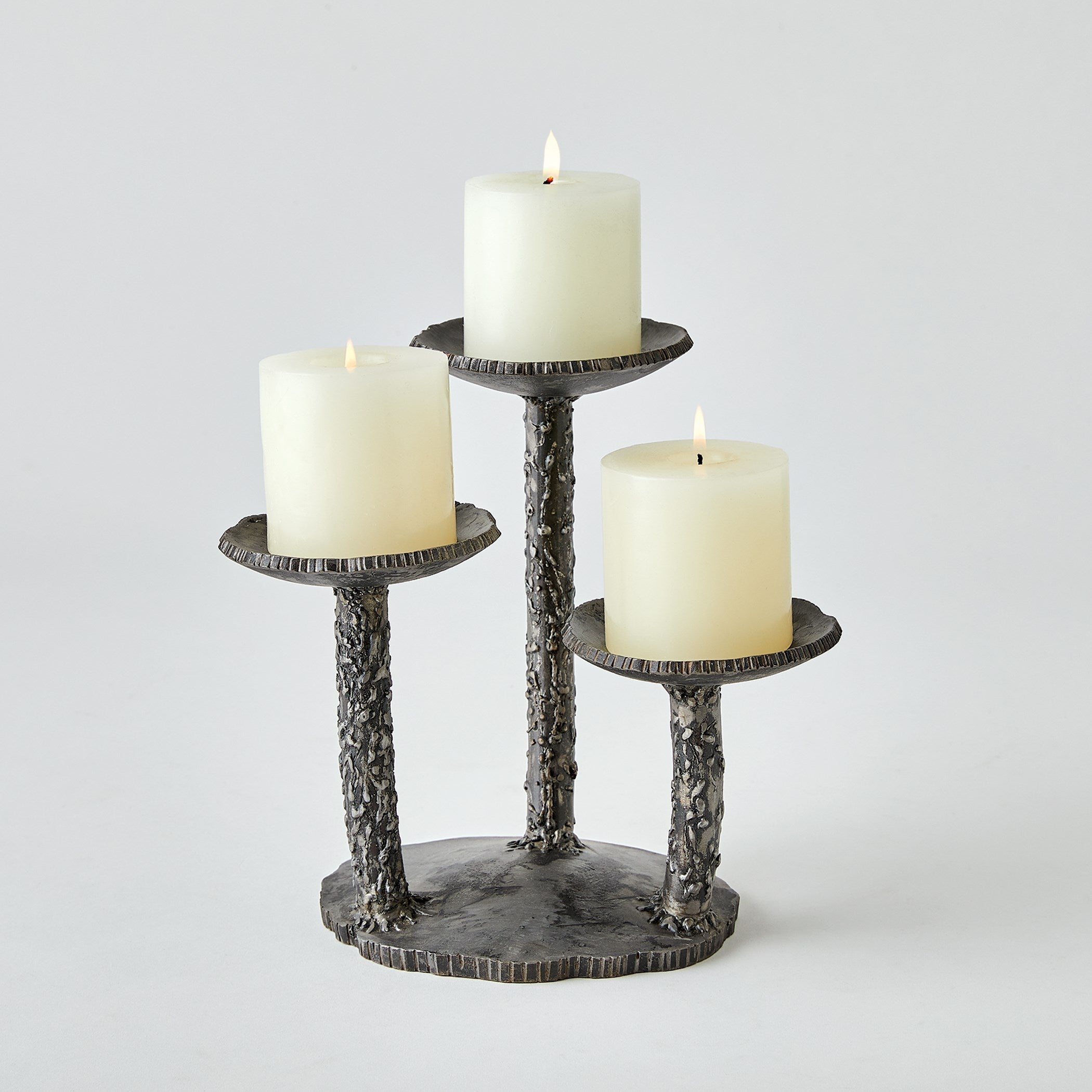 Global Views Natural Iron Forest Blossom Candle Holder