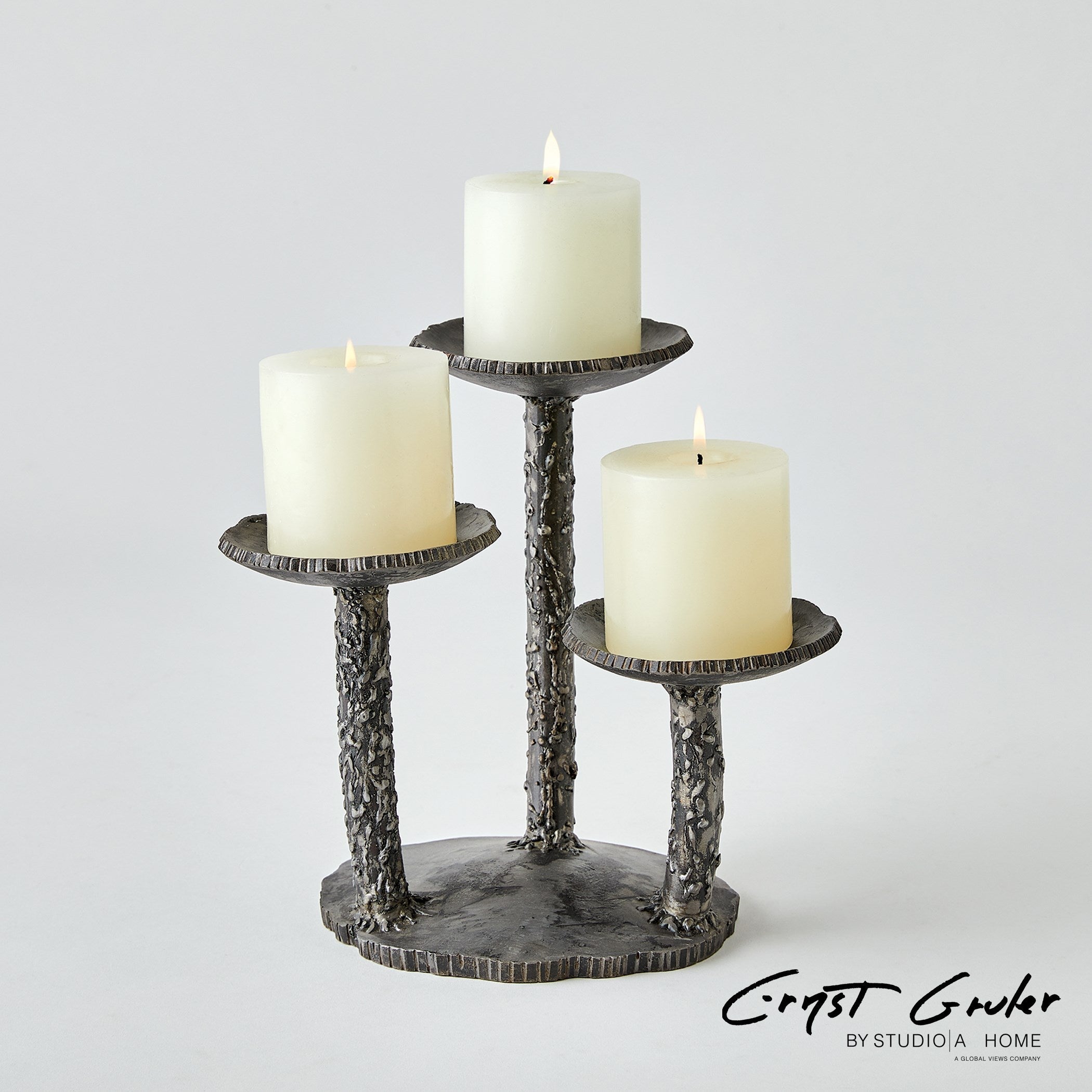 Global Views Natural Iron Forest Blossom Candle Holder