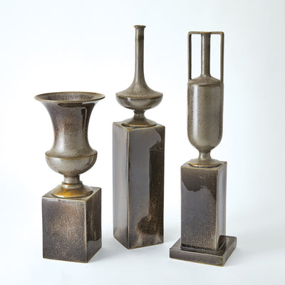 Global Views Reactive Silver Pedestal Vase