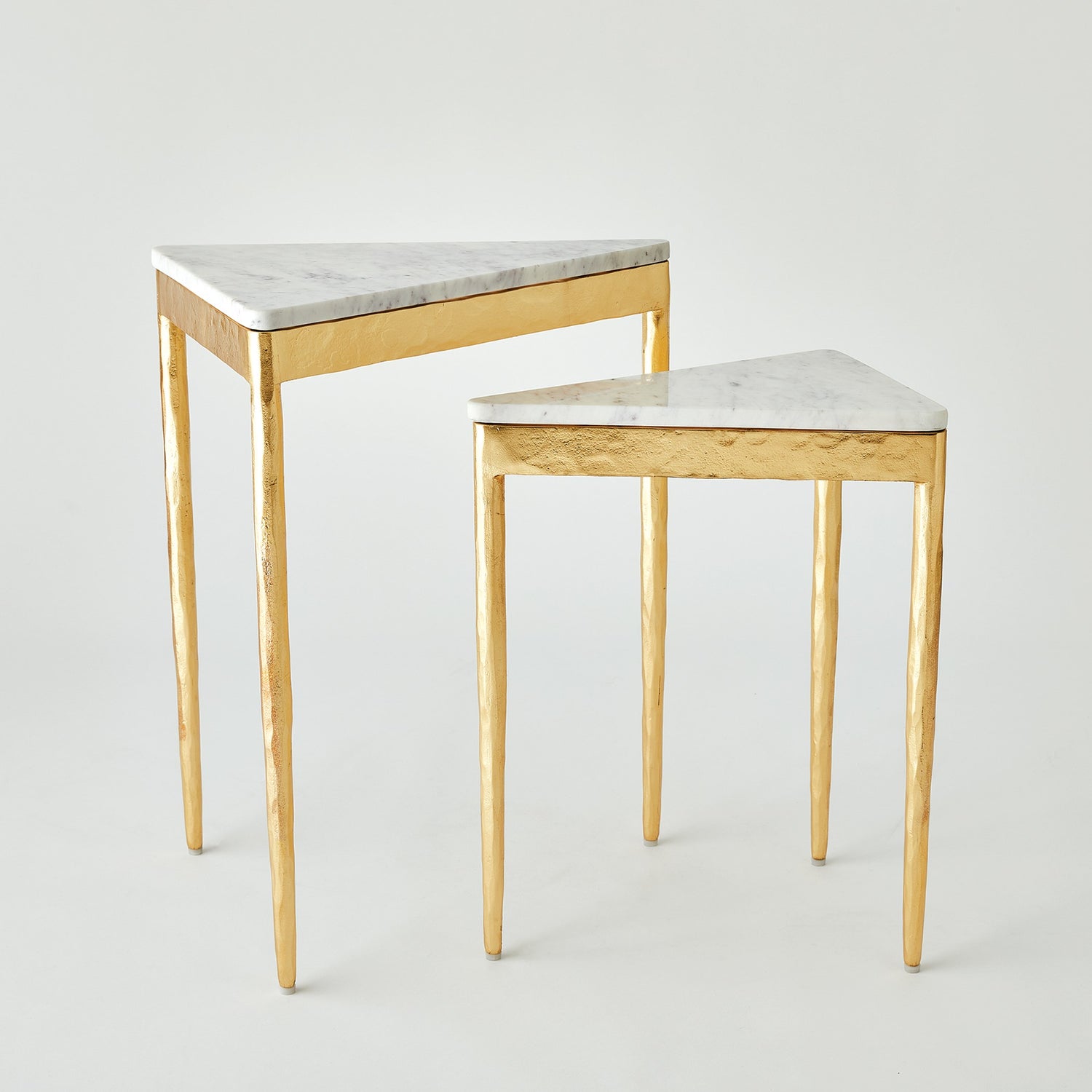 Global Views S/2 Triangular Nesting Tables Gold Leaf