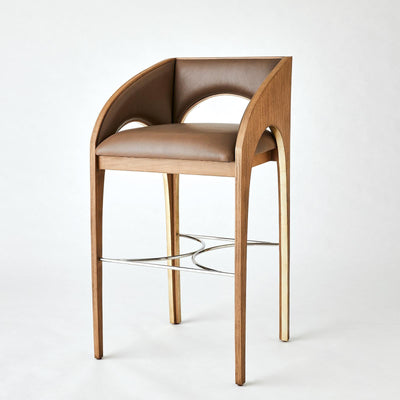 Global Views Arches Bar Stool-Nutmeg/Champagne