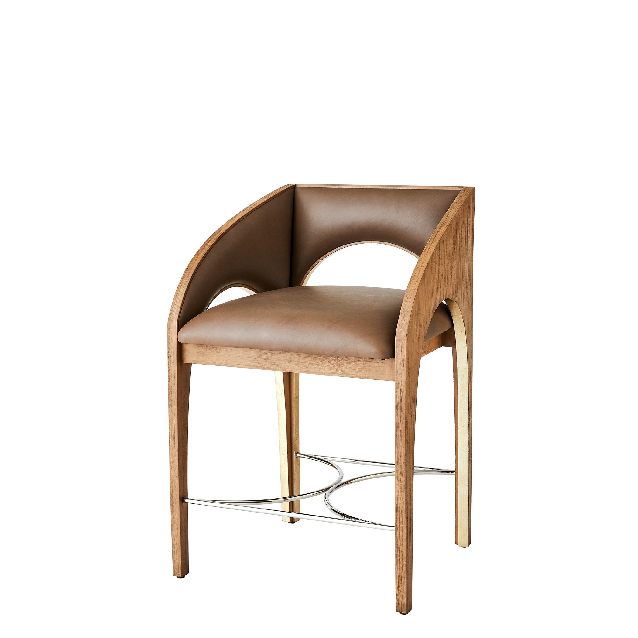 Global Views Arches Counter Stool-Nutmeg/Champagne