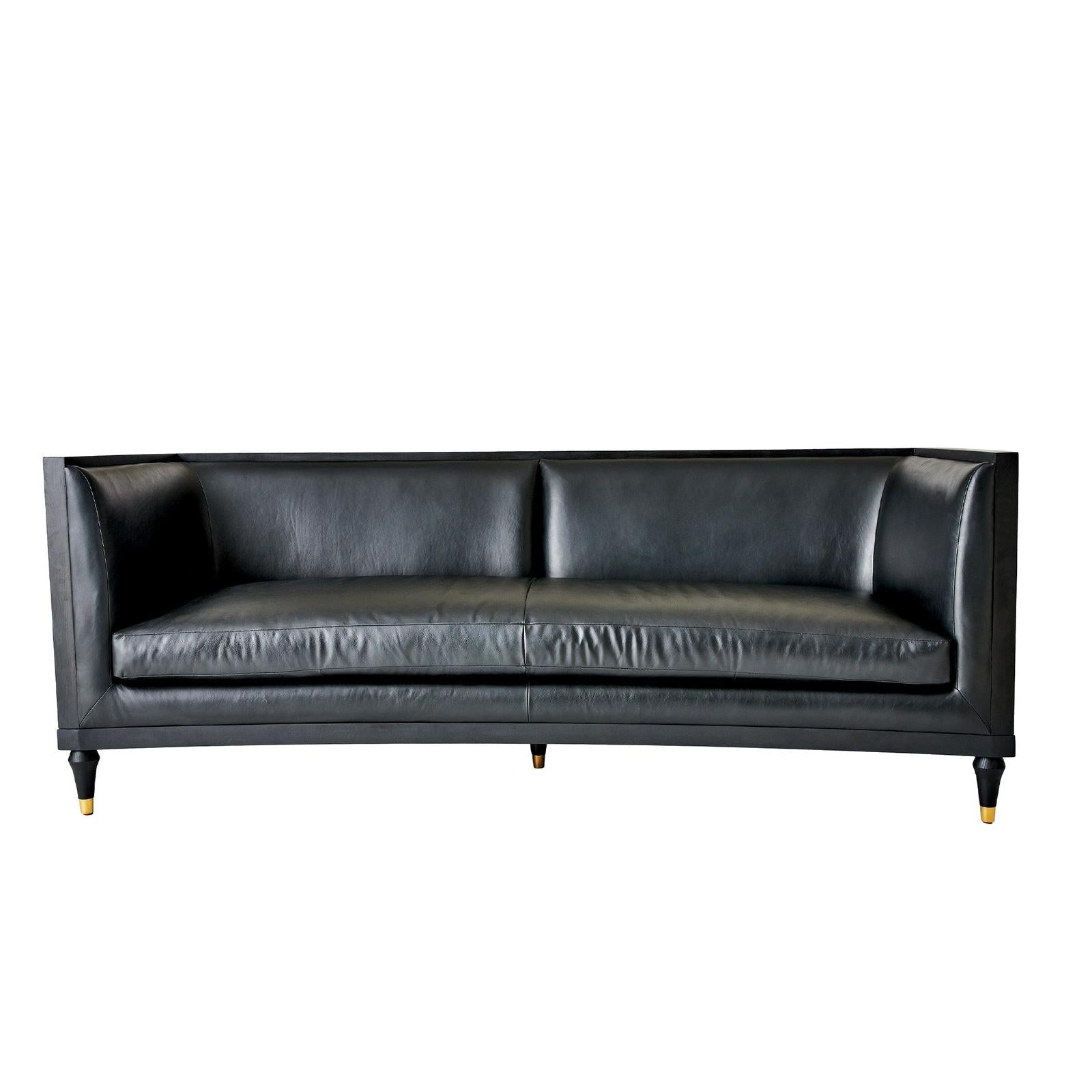 Global Views Arc Sofa-Black Leather
