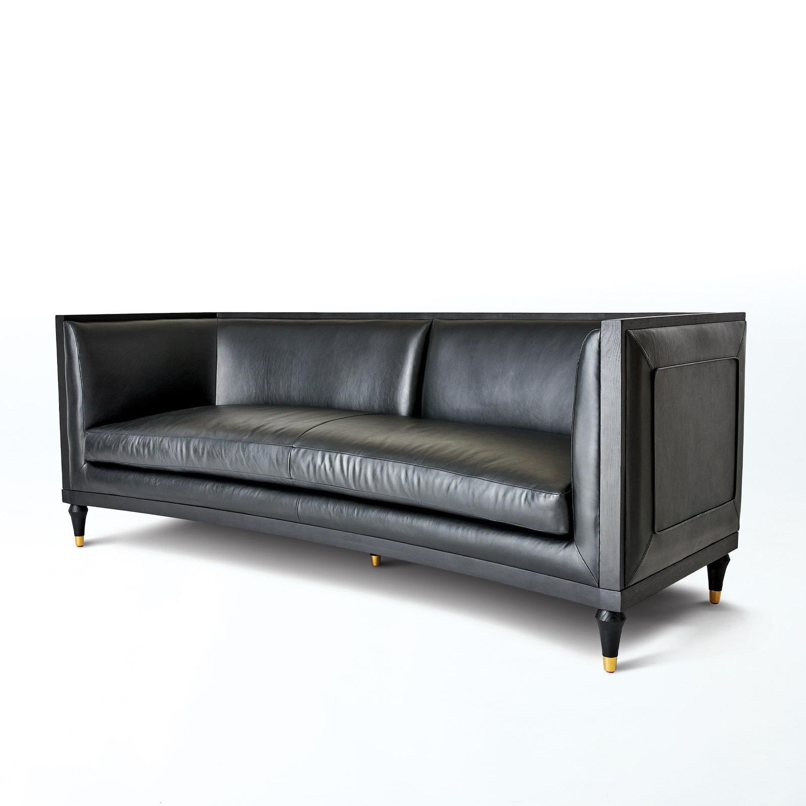 Global Views Arc Sofa-Black Leather