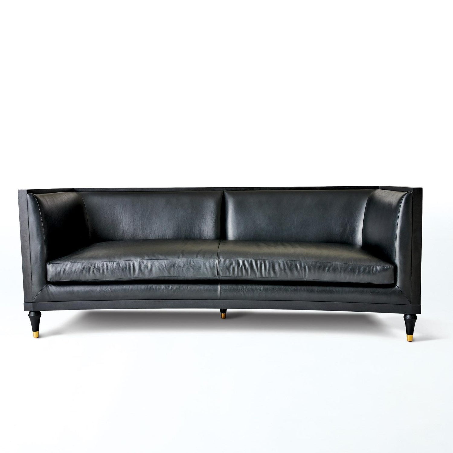 Global Views Arc Sofa-Black Leather