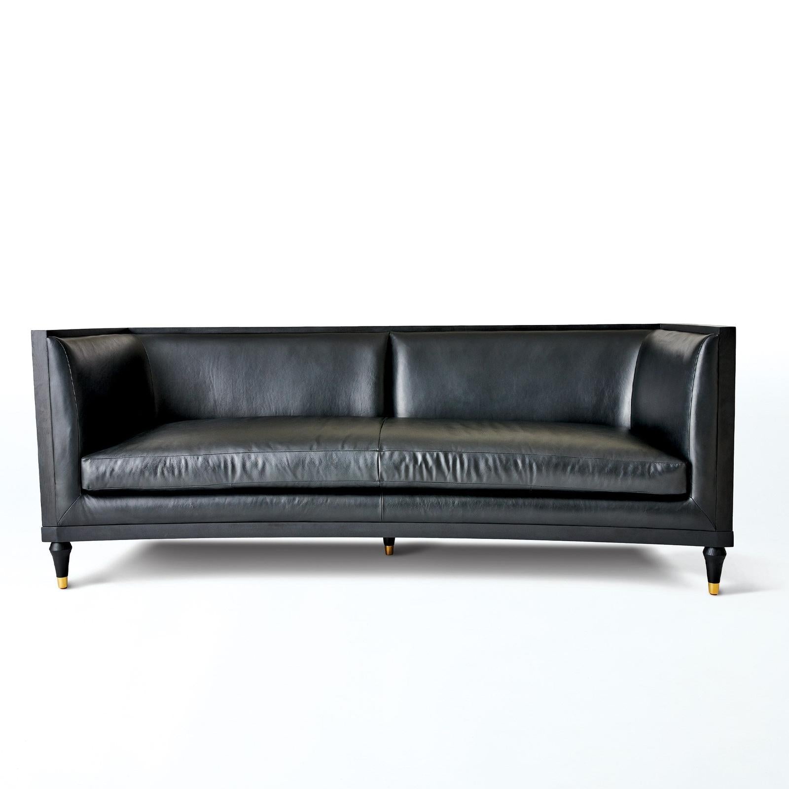 Global Views Arc Sofa-Black Leather
