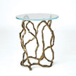 Global Views Twistwood Accent Table-Antique Brass