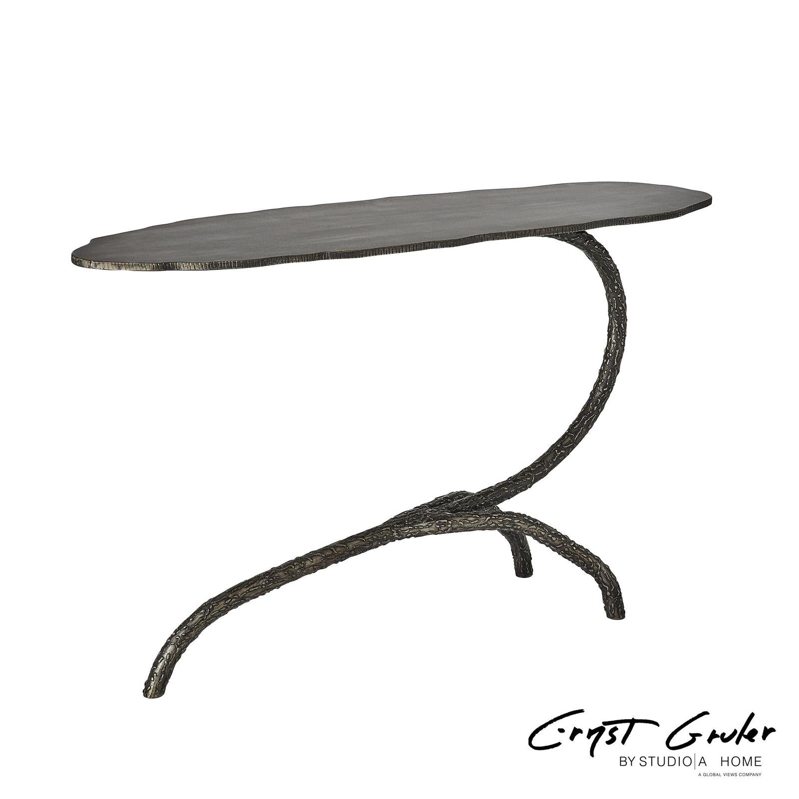 Global Views Forest Blossom Side Table-Natural Iron