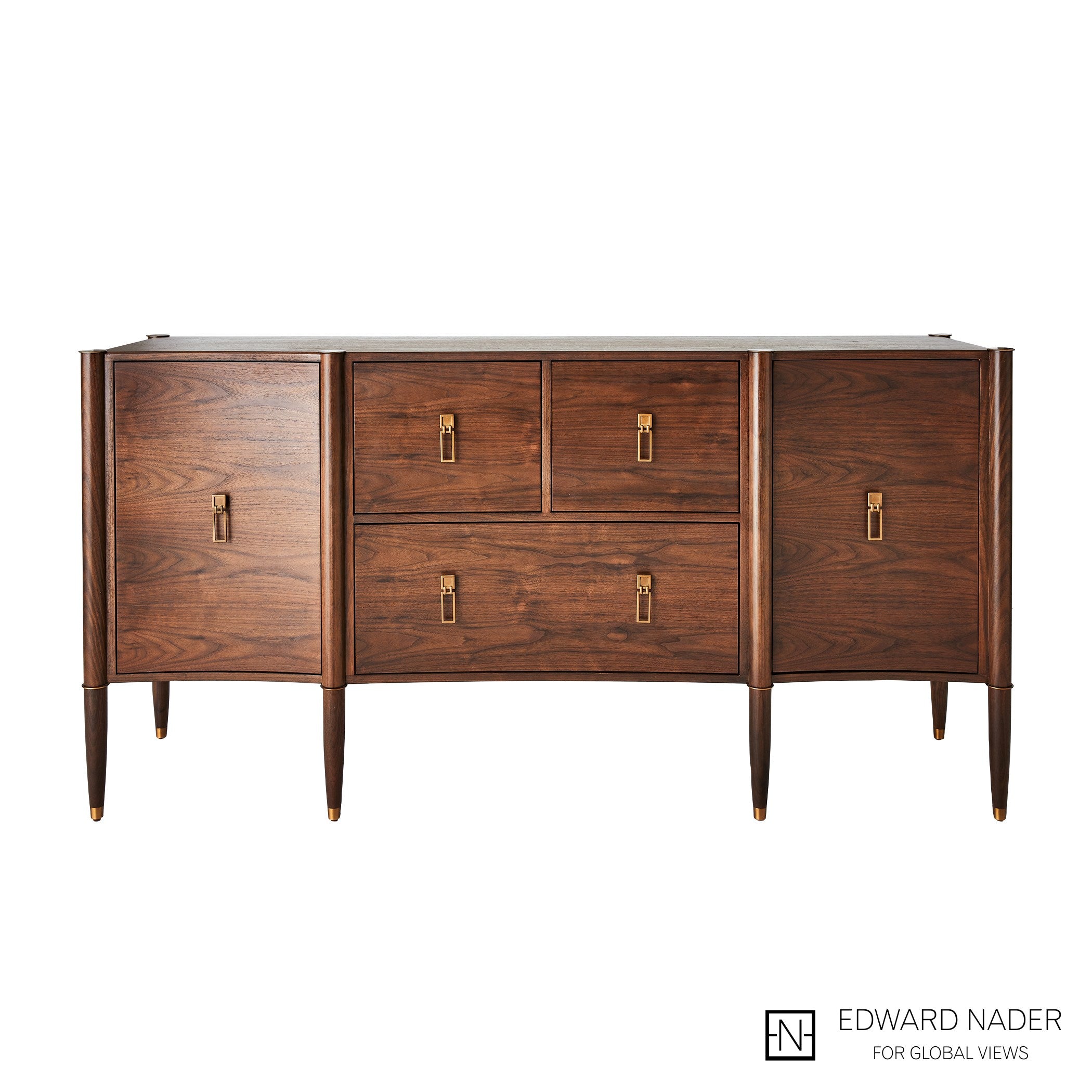 Global Views Triple Curve Cabinet Walnut