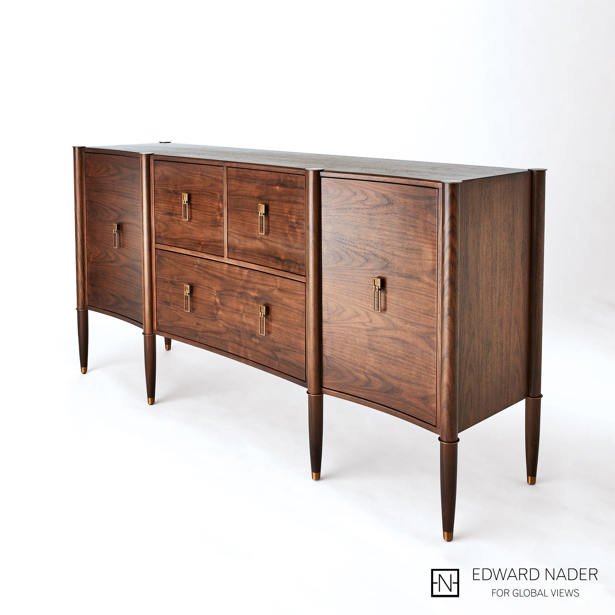 Global Views Triple Curve Cabinet Walnut