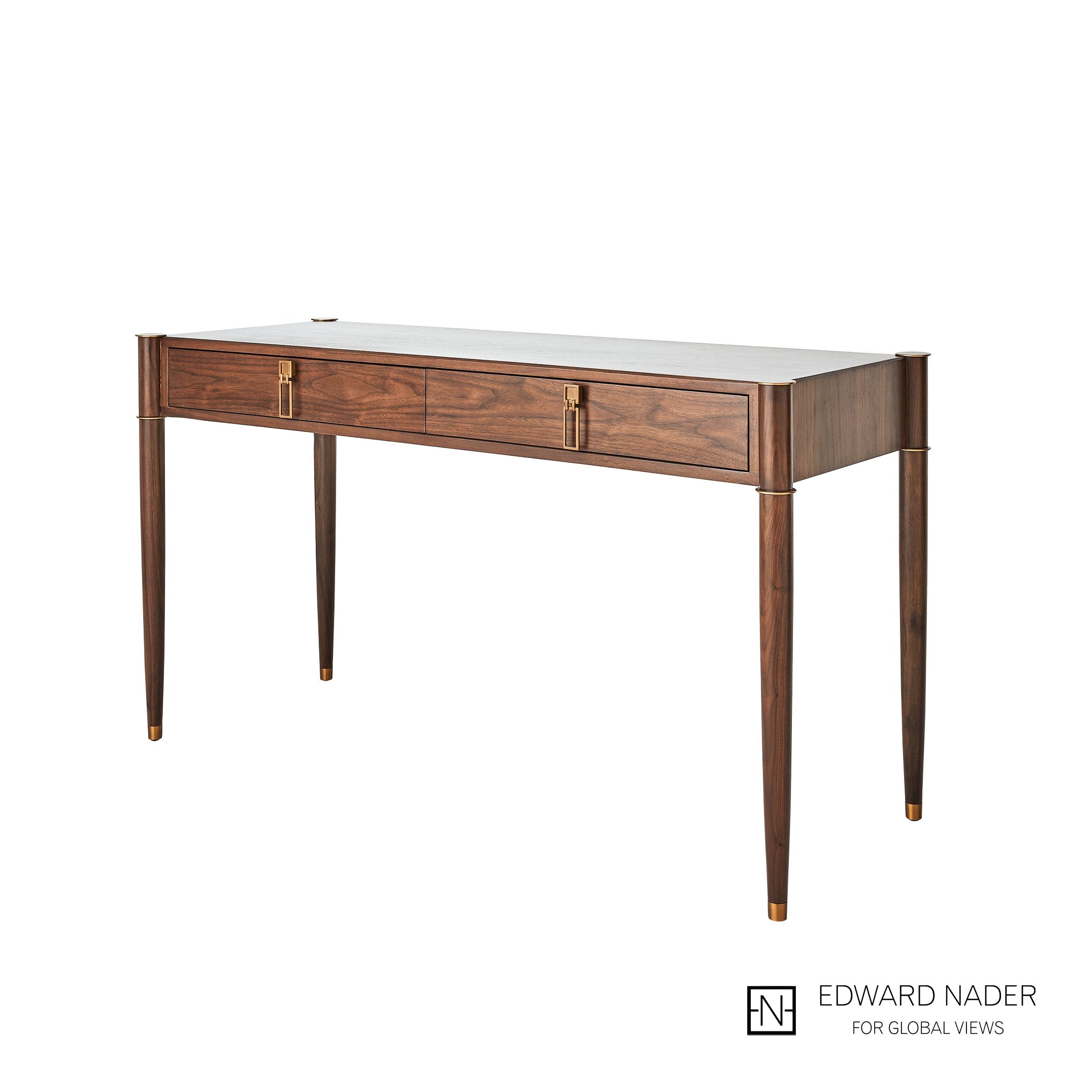 Global Views Triple Curve Desk Walnut