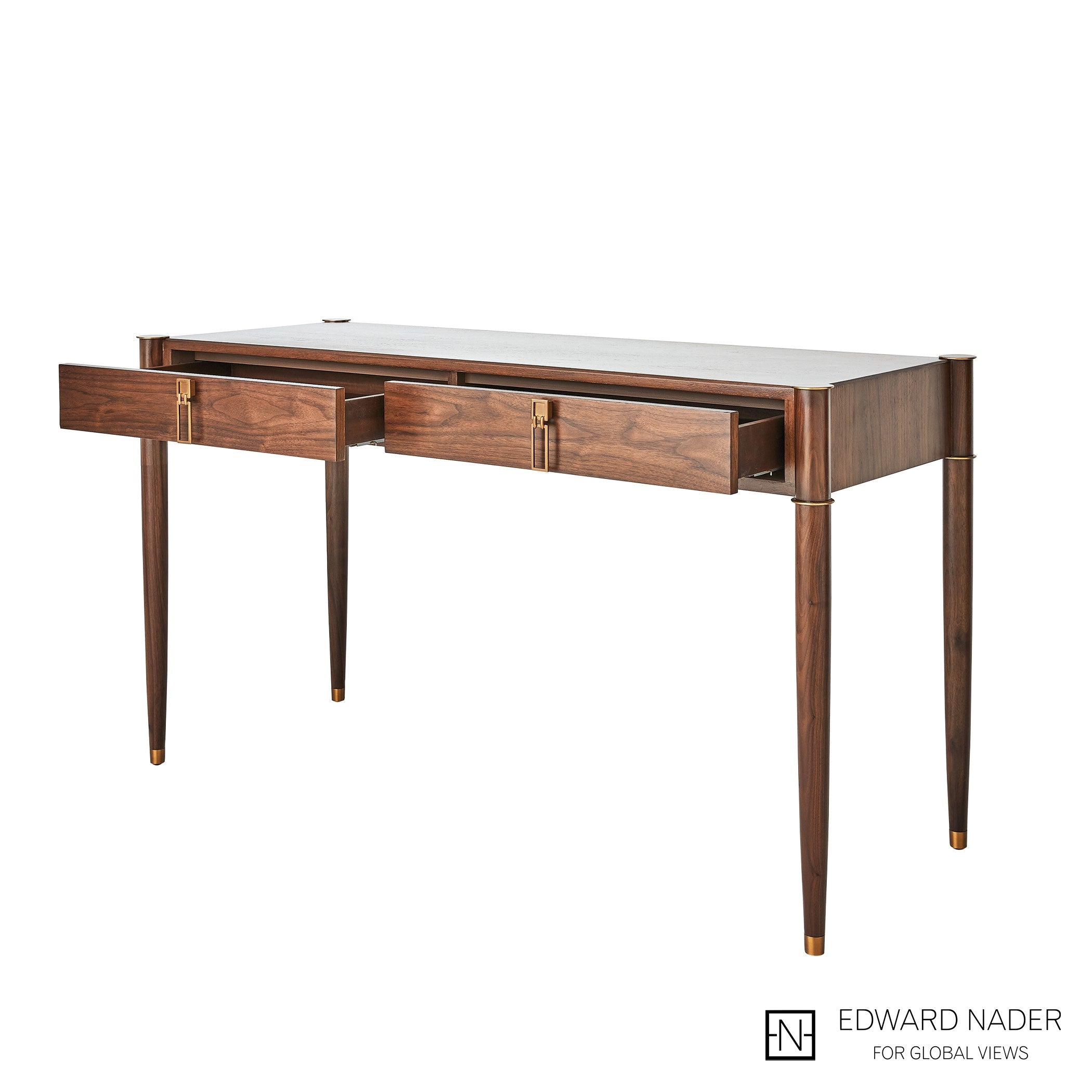 Global Views Triple Curve Desk Walnut
