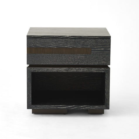 Global Views Brazil Bedside Chest Black Cerused Oak