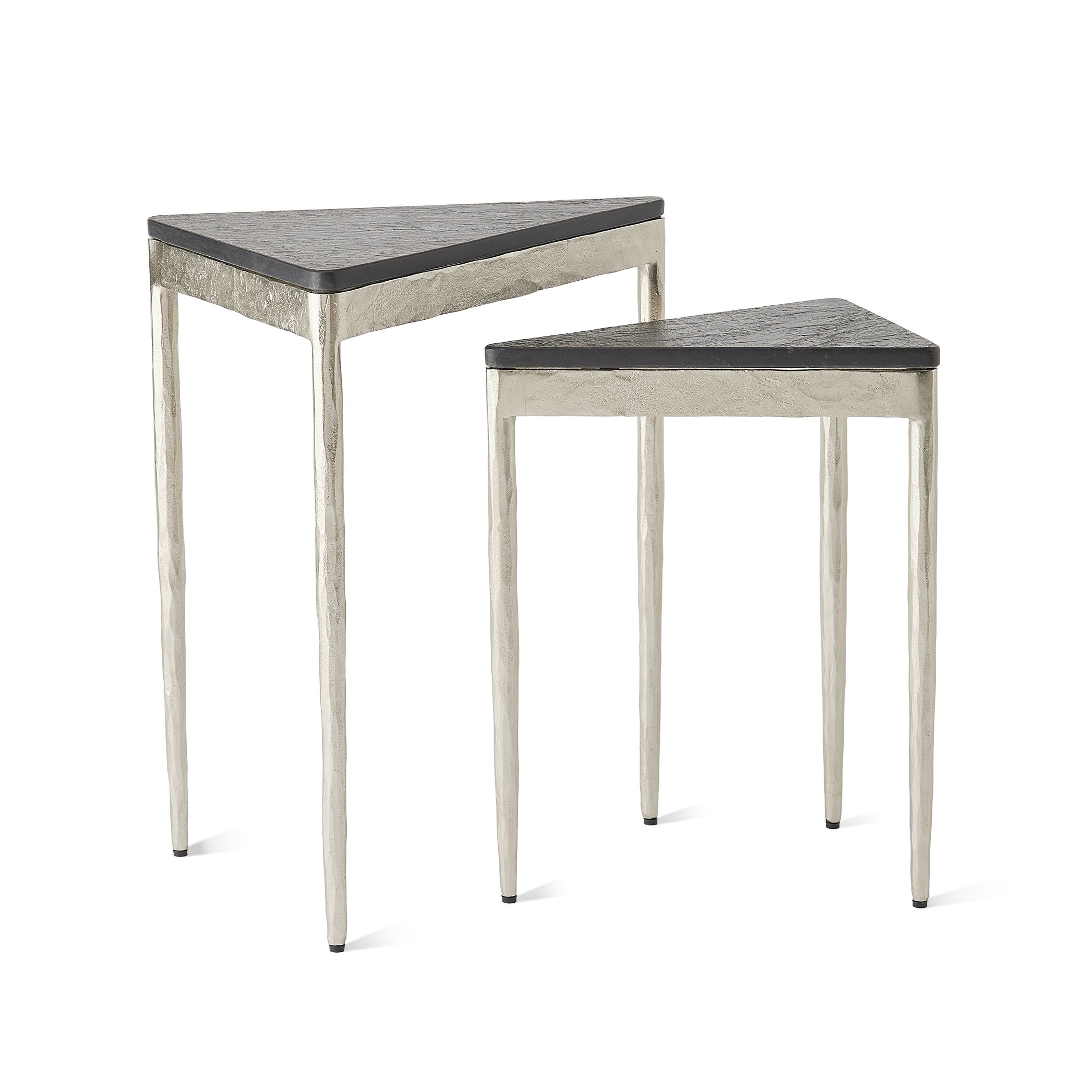 Global Views S/2 Triangular Nesting Tables Nickel