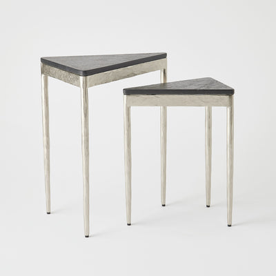 Global Views S/2 Triangular Nesting Tables Nickel
