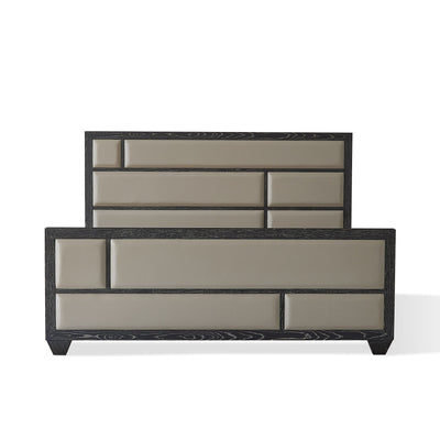 Global Views Brazil Bed-Black Cerused Oak