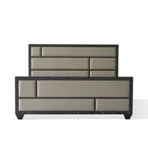 Global Views Brazil Bed-Black Cerused Oak