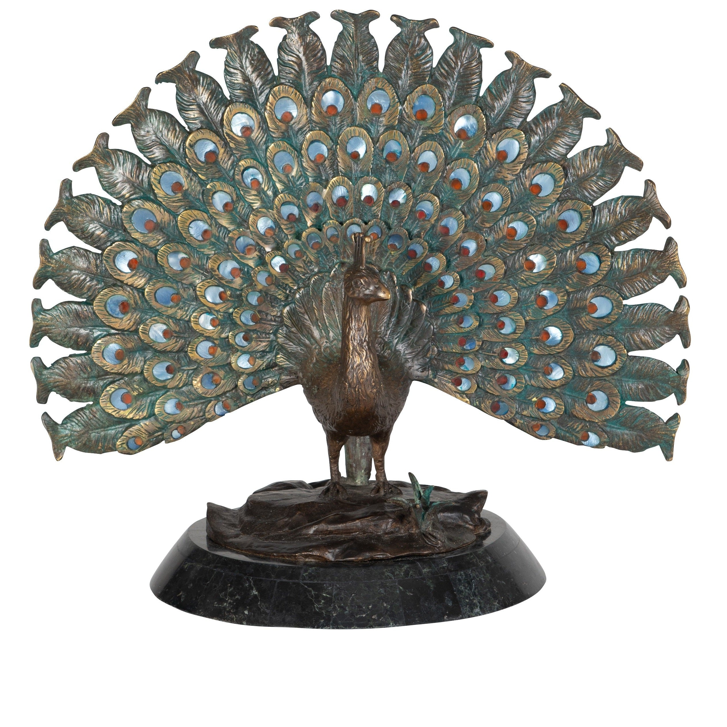 Maitland Smith Puffed Peacock Sculpture