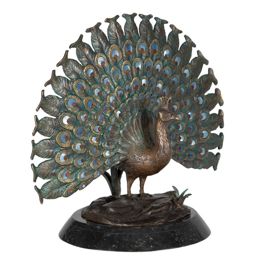 Maitland Smith Puffed Peacock Sculpture