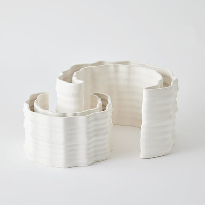 Global Views Matte White Crescent Printed Vase