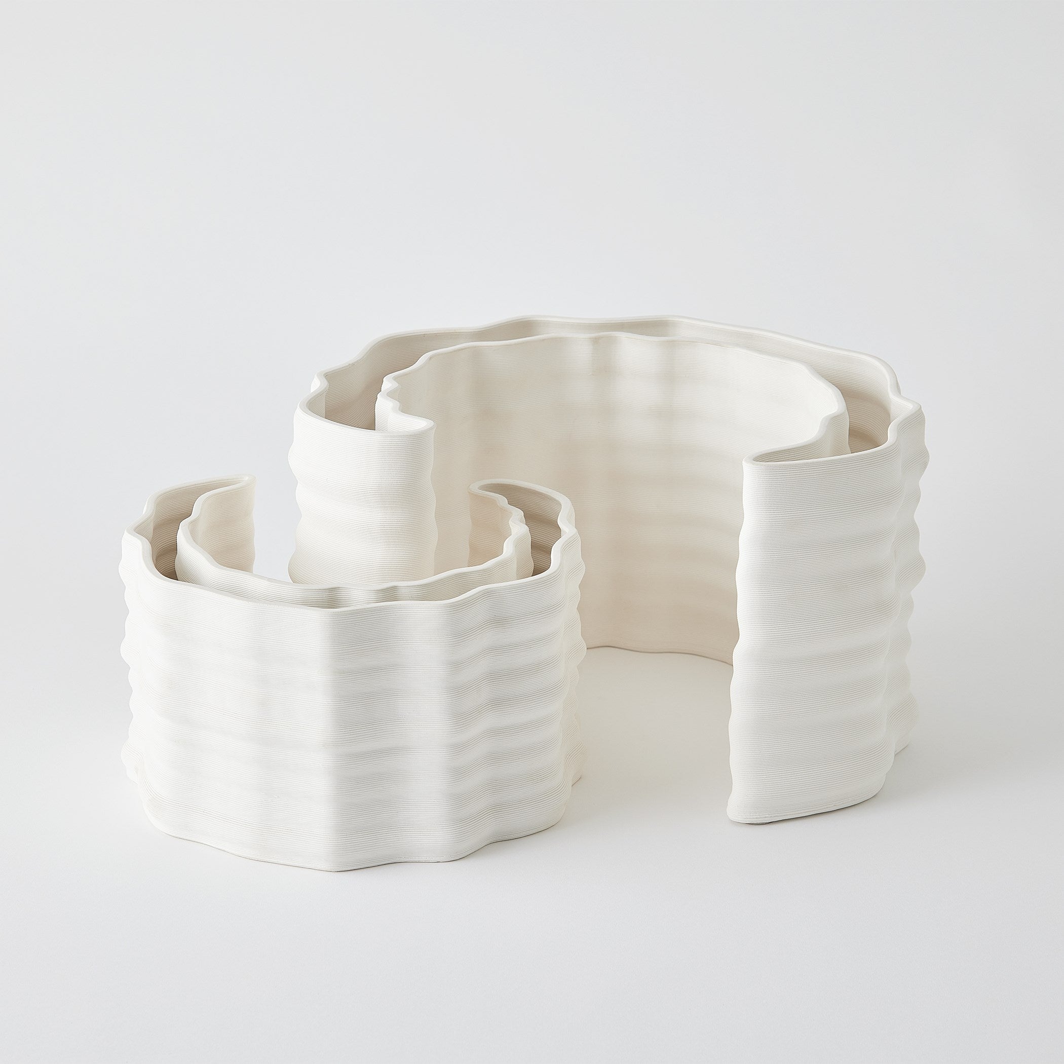 Global Views Matte White Crescent Printed Vase