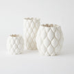 Global Views Pillowed Printed Cylinder Vase Matte White