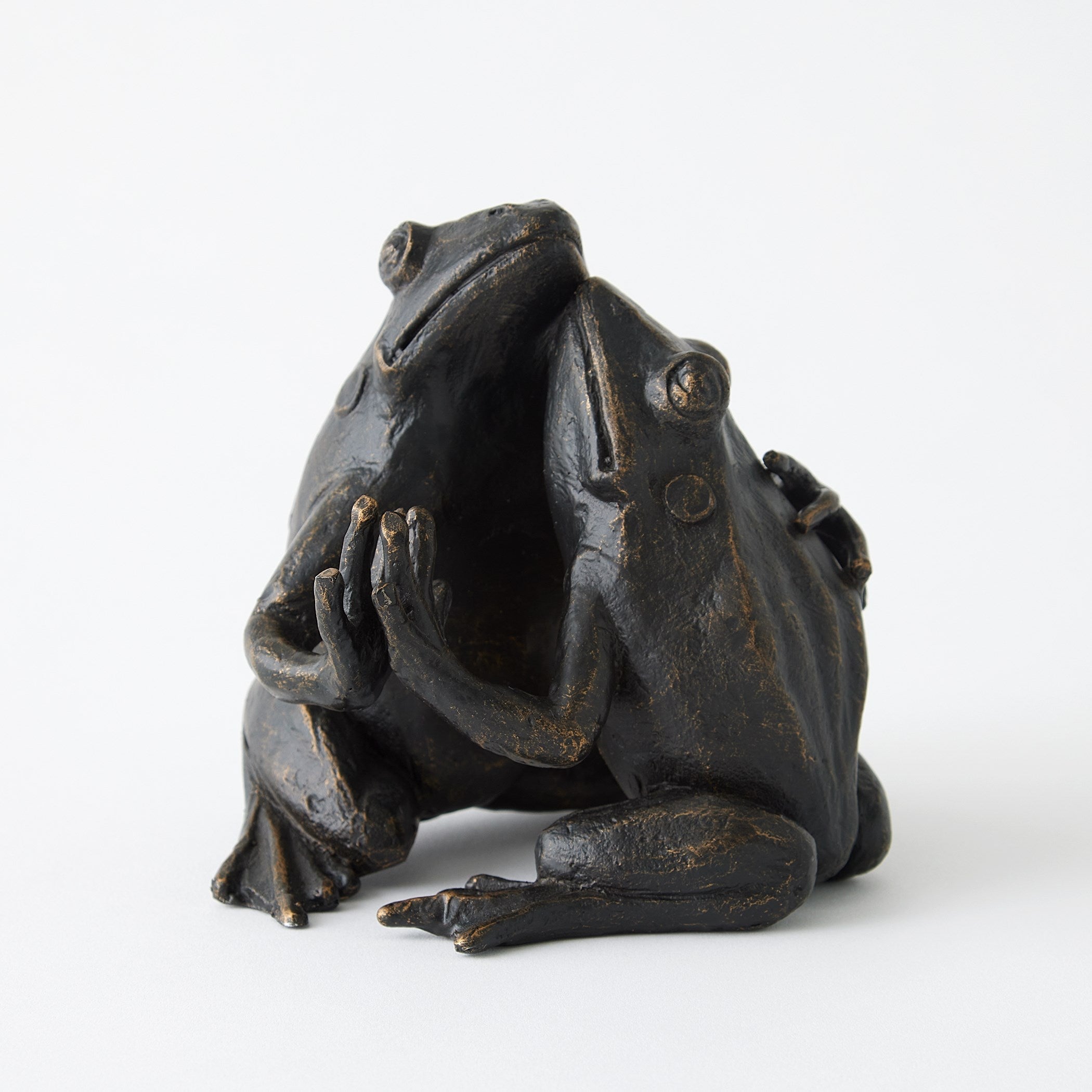 Global Views Bronze Hugging Frog Sculpture