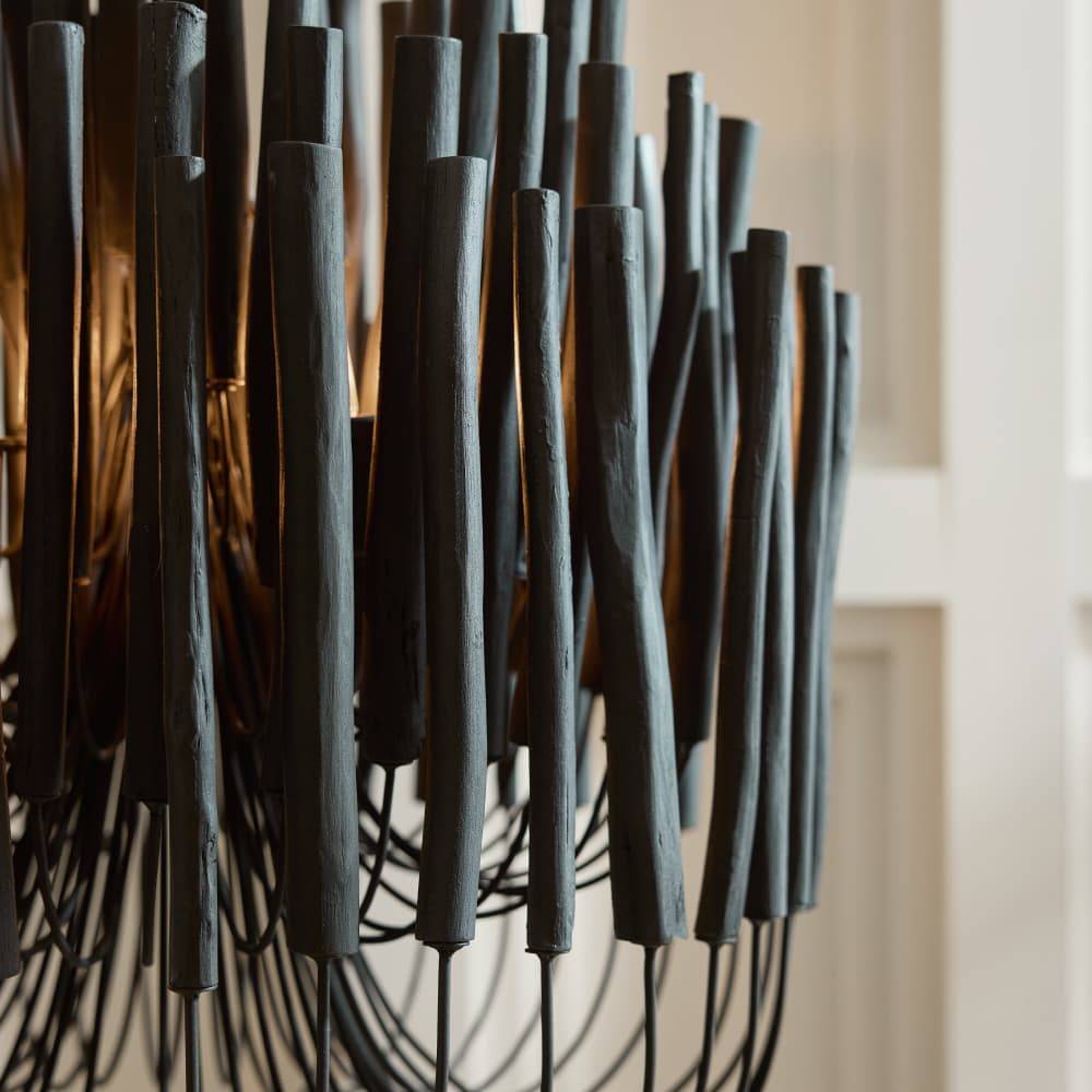 Arteriors Tilda Black Stained Wood Chandelier