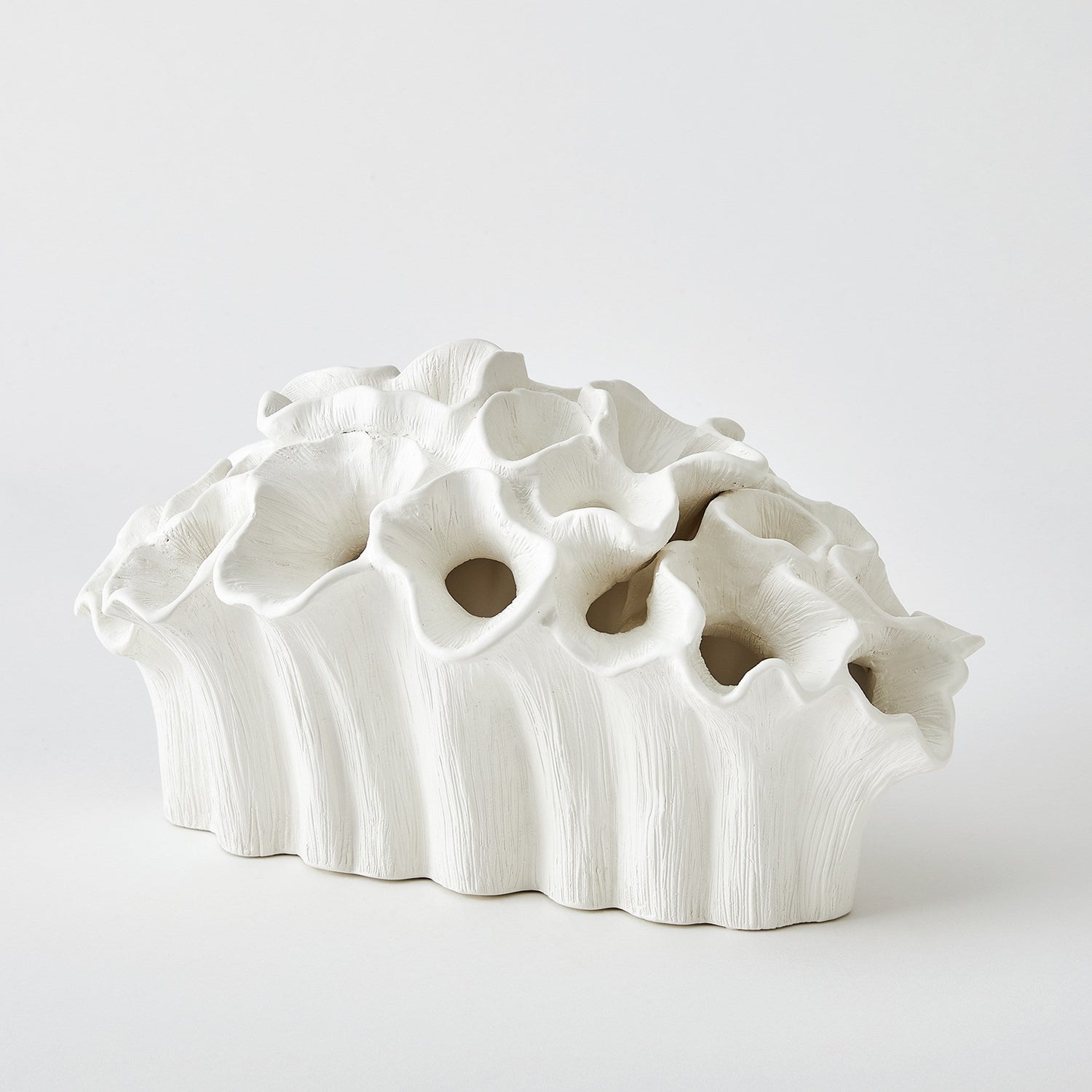 Global Views Matte White Flora Coral Bouquet