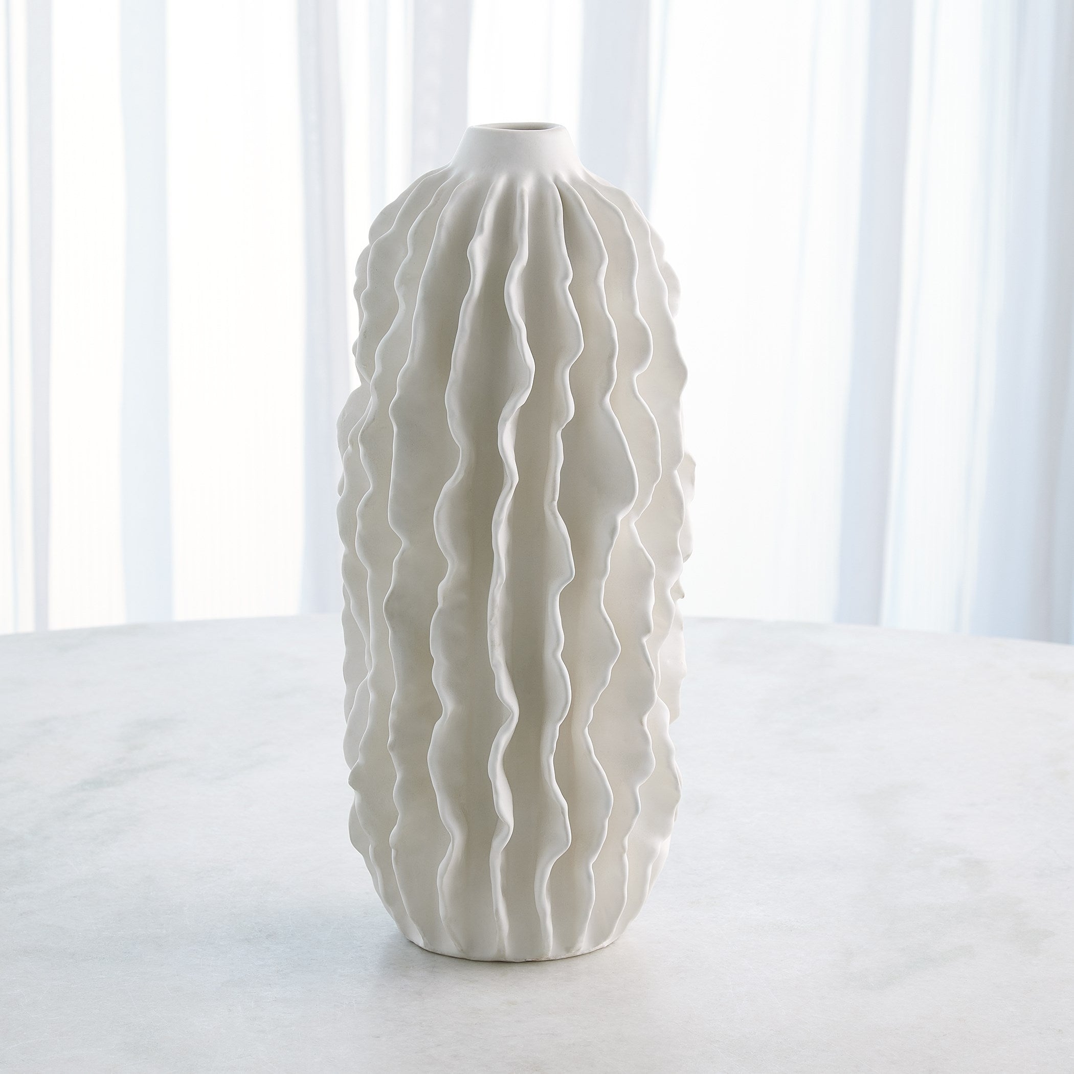 Global Views Matte White Sea Ribbons Vase