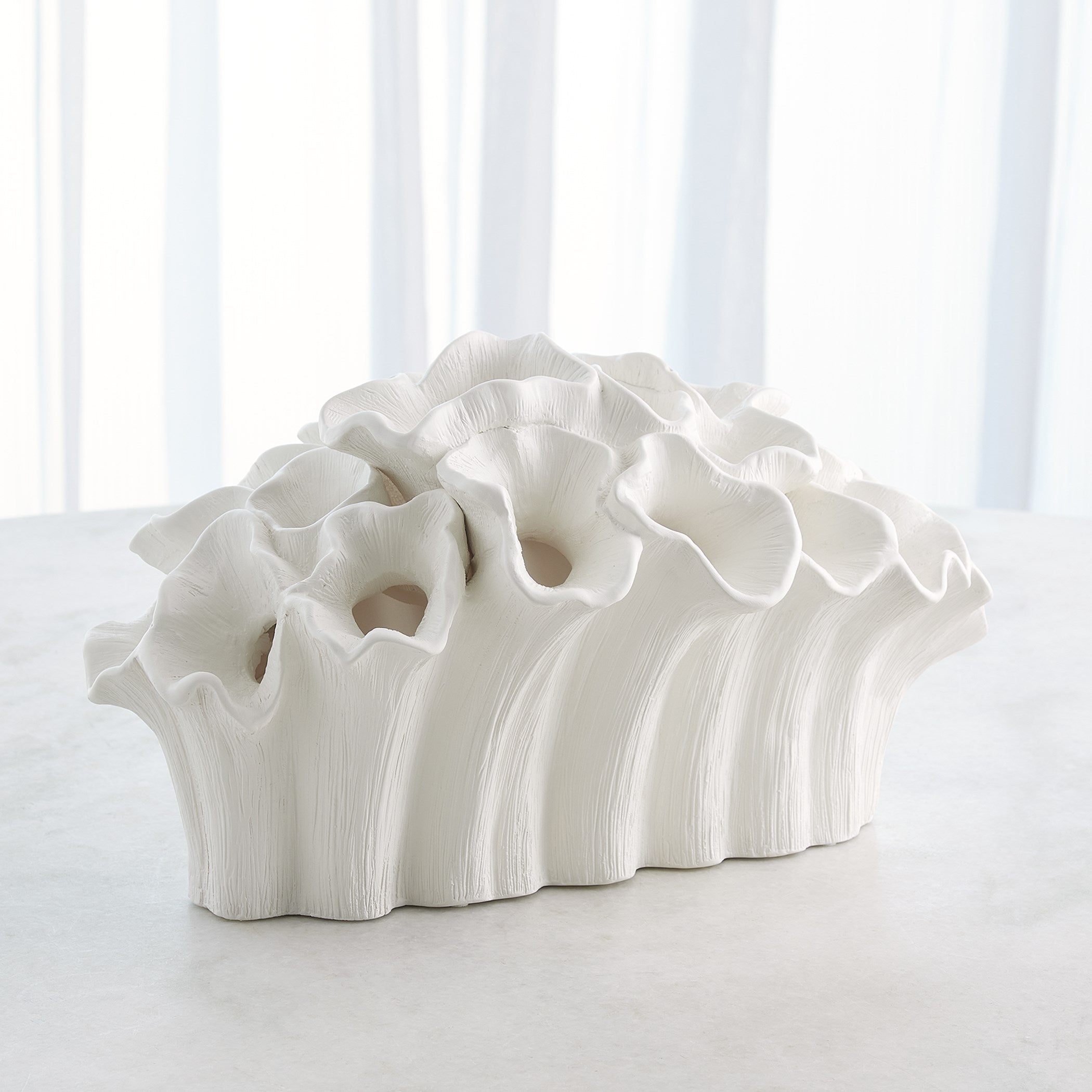 Global Views Matte White Flora Coral Bouquet