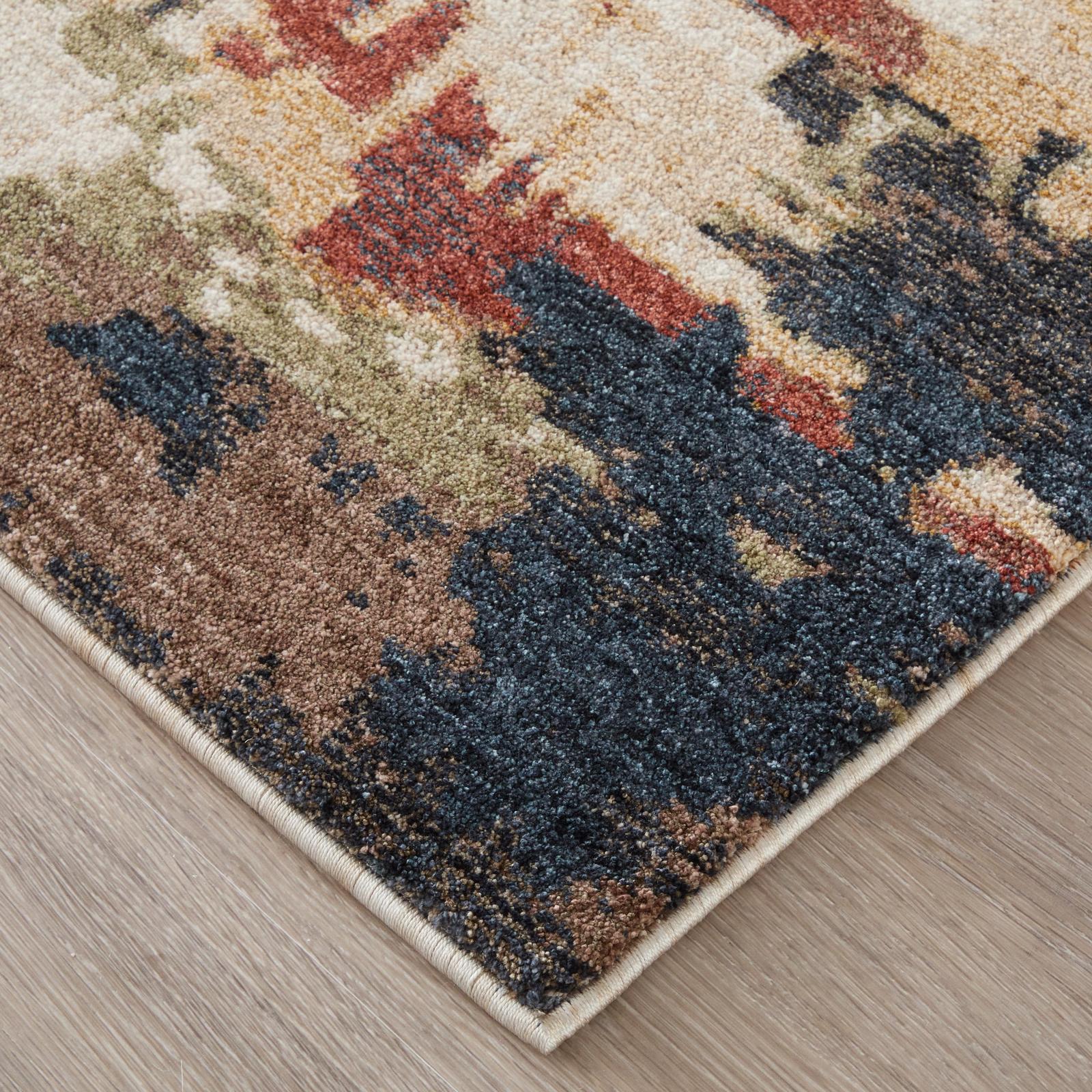 Feizy Pearson 39SQF Modern Abstract, Blue/Red/Tan, Rug