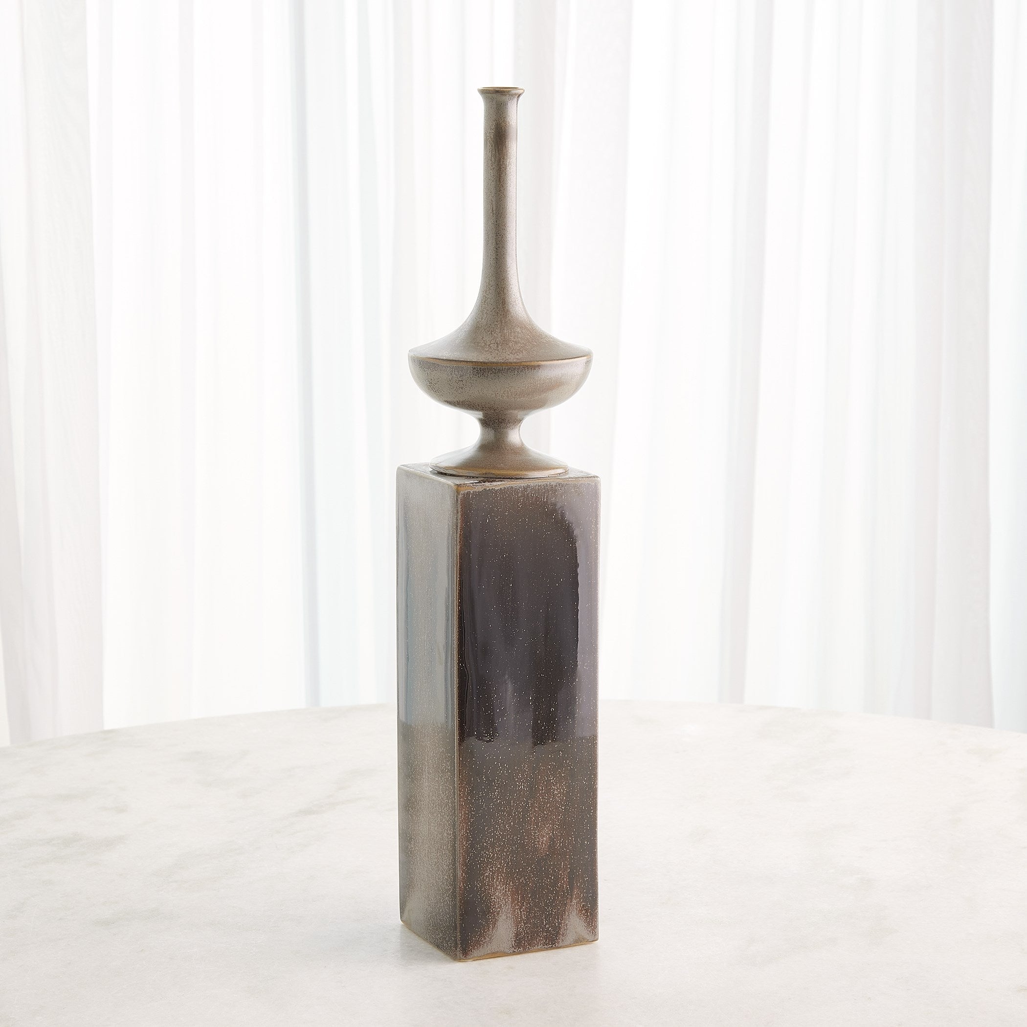 Global Views Reactive Silver Pedestal Vase