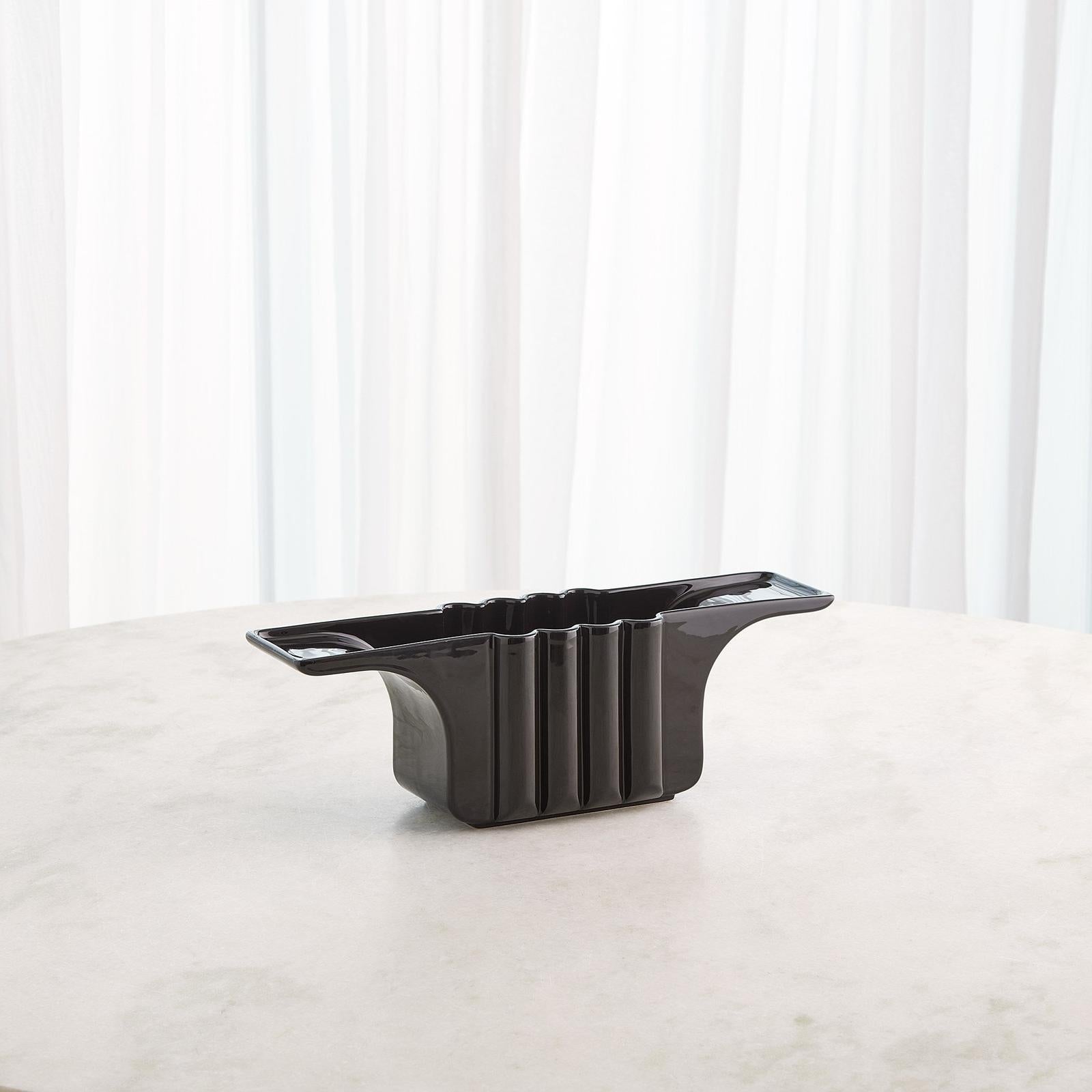 Global Views Black Flying Column Vase and Bowl