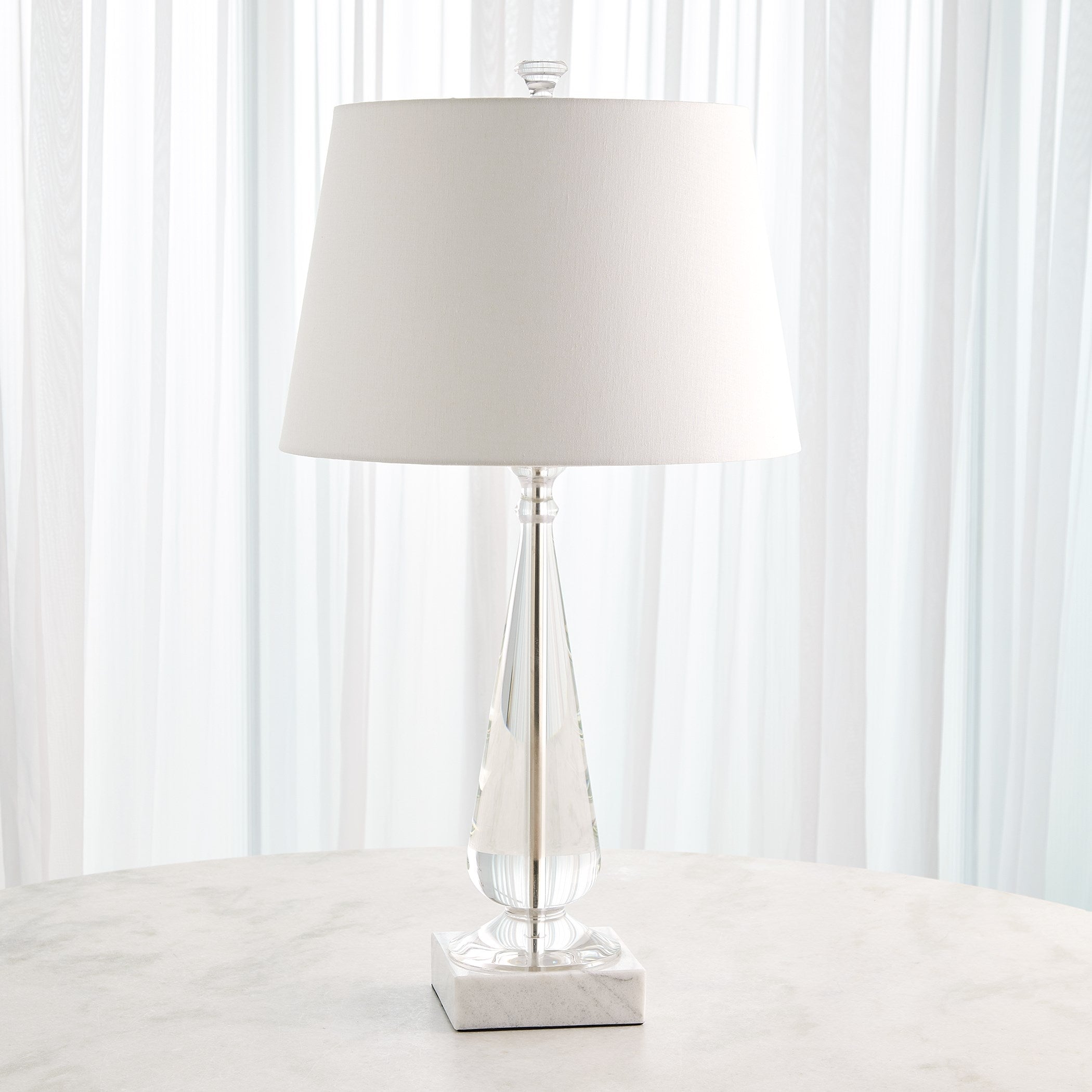 Global Views Marble Base Tapered Crystal Lamp