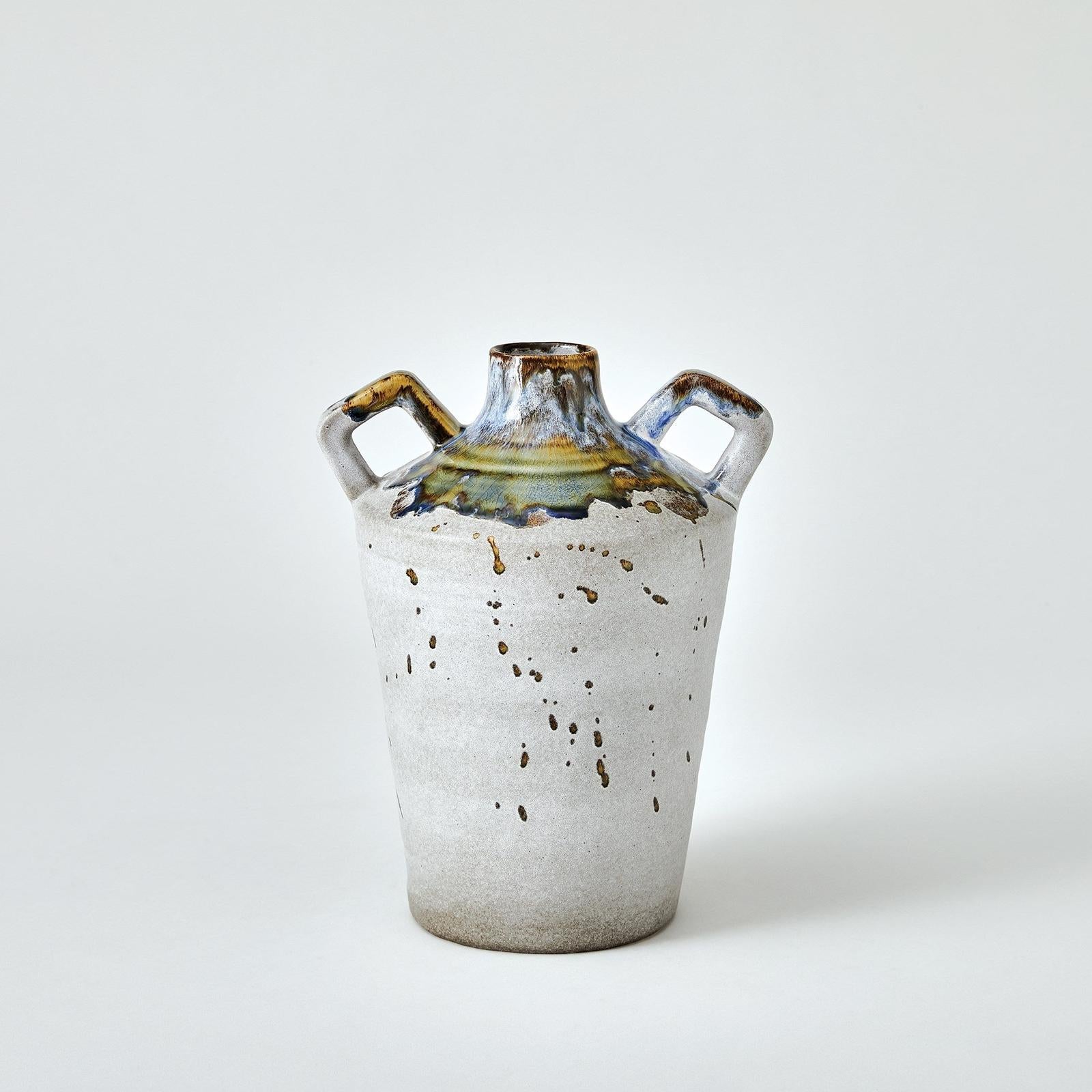 Global Views Volcan Grey Reactive Green Handled Jars