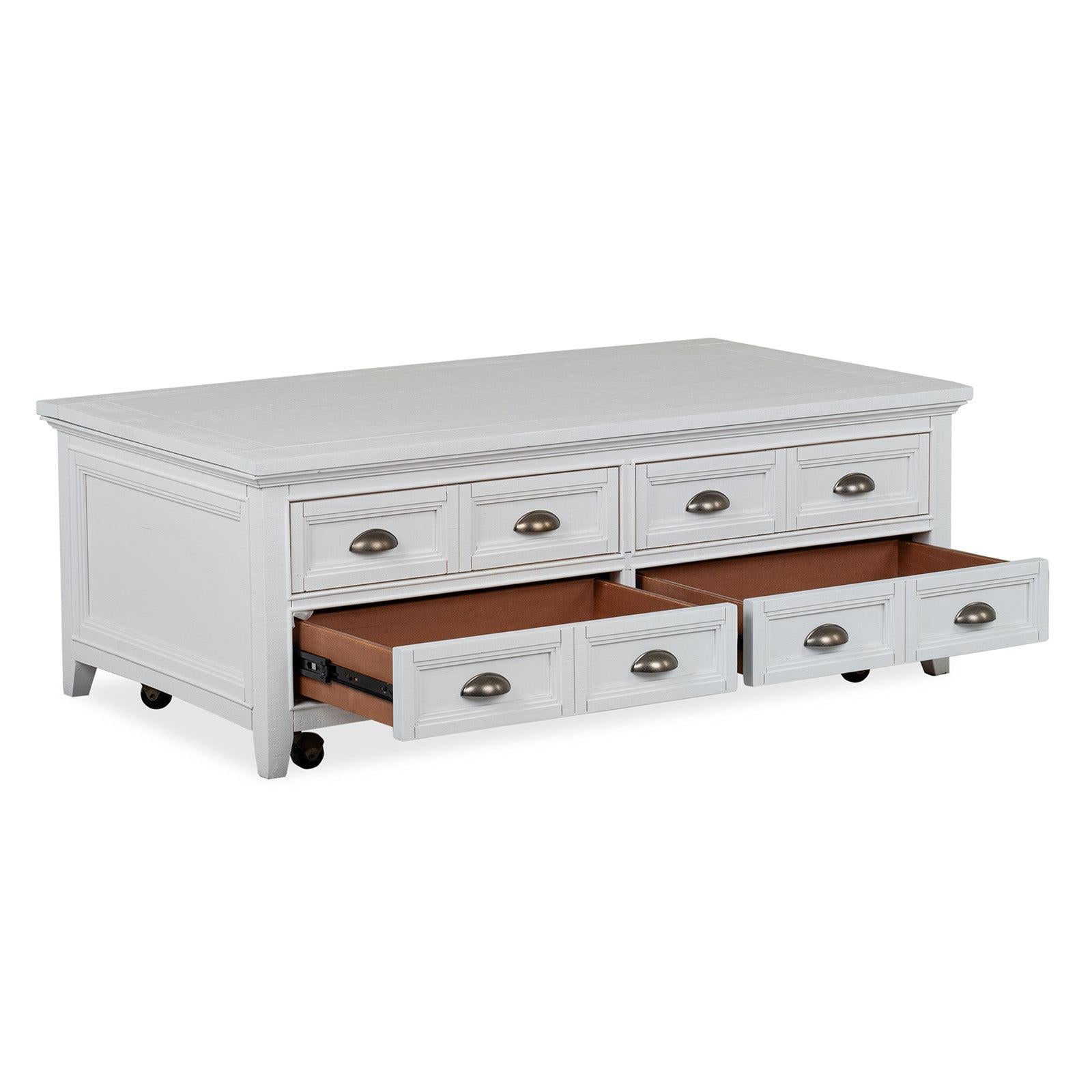 Magnussen Home Heron Cove Chalk White Lift Top Storage Cocktail Table With Casters