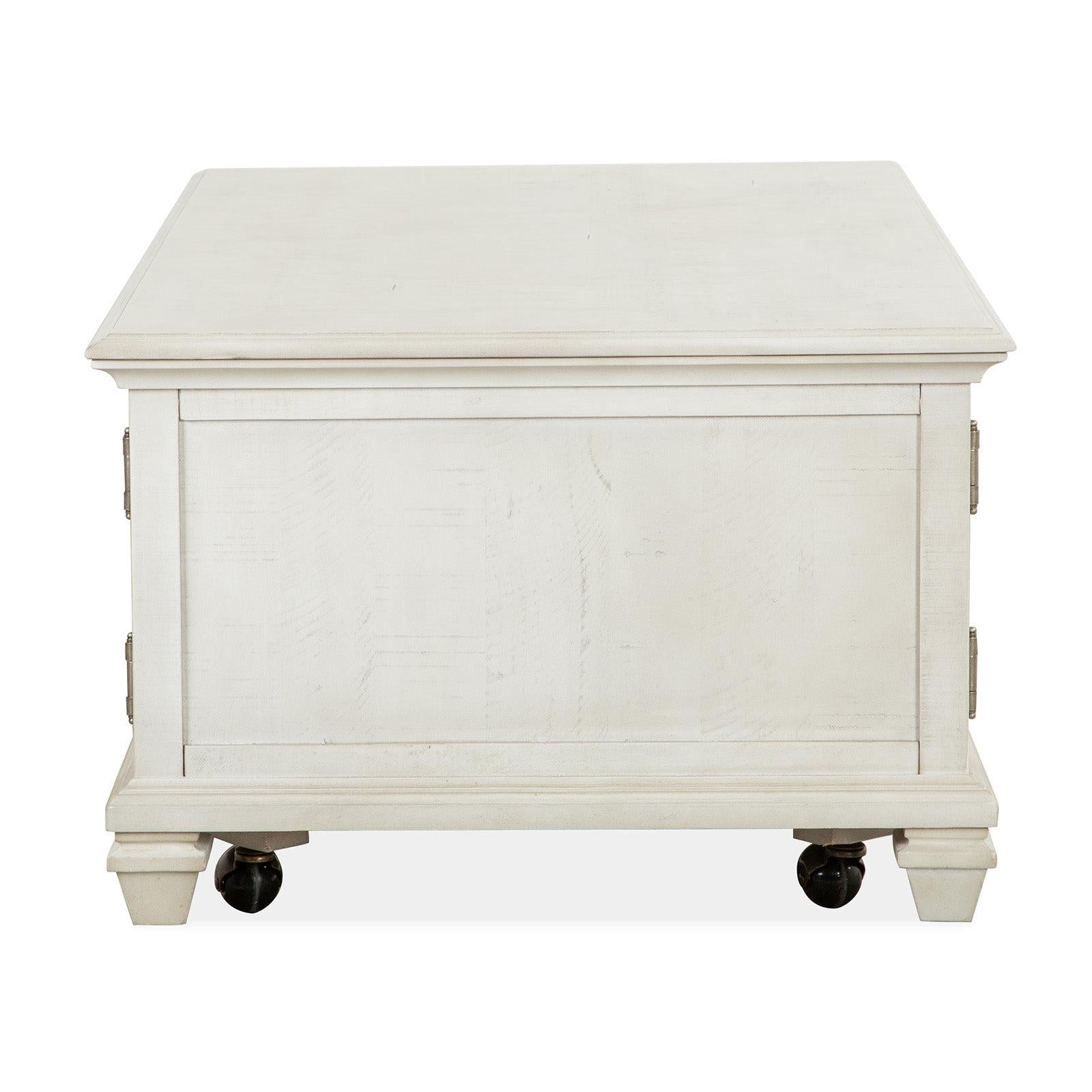 Magnussen Home Newport Alabaster Lift Top Storage Cocktail Table With Casters 