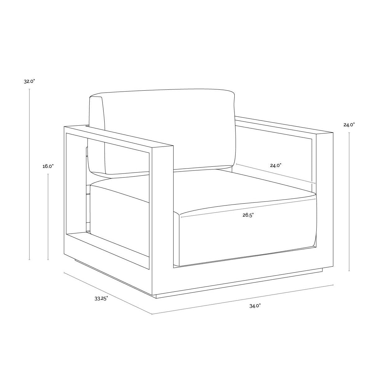 Sunpan Tavira Charcoal Armchair