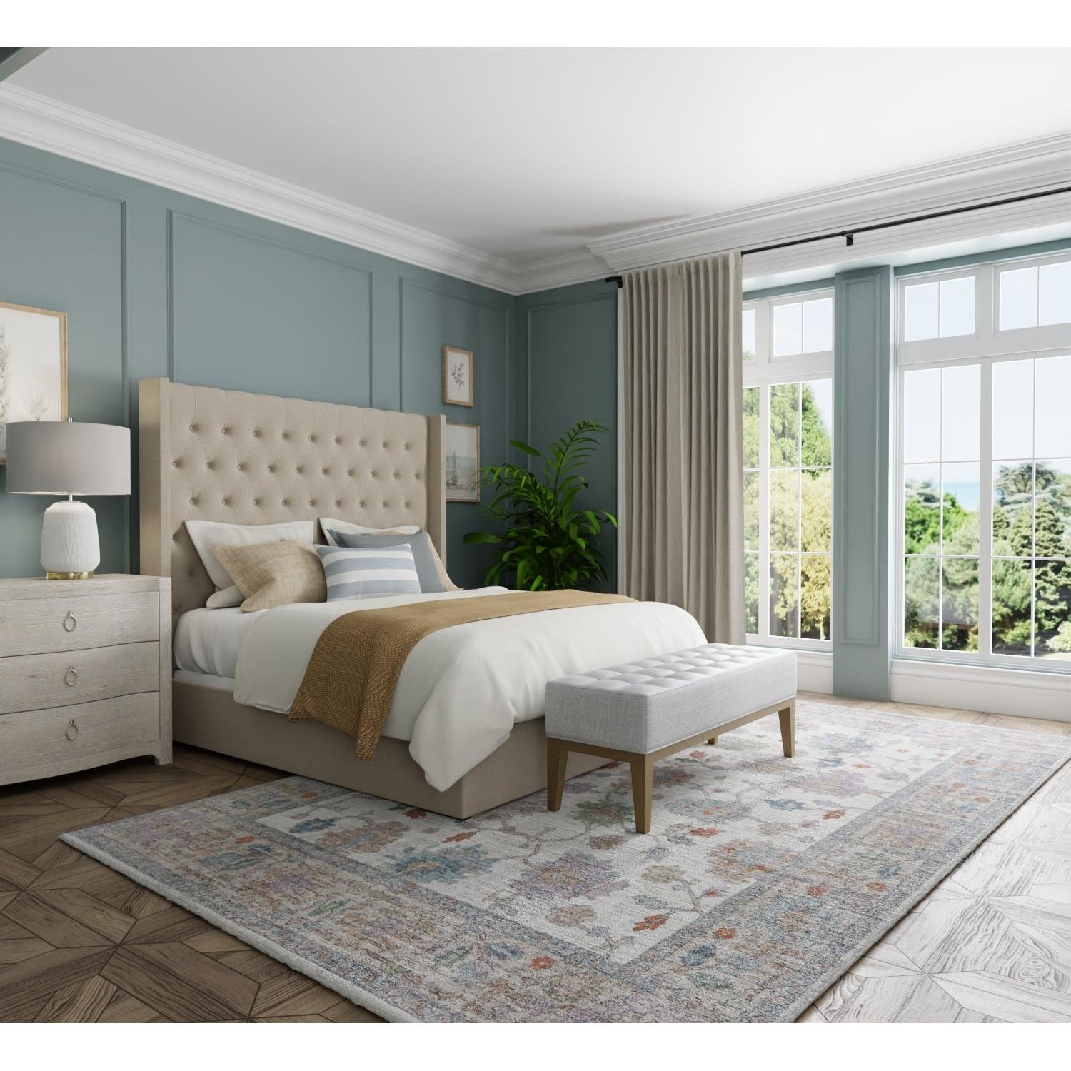 Feizy Dartmouth 39QJF Transitional Floral & Botanical Rug in Ivory/Brown/Blue
